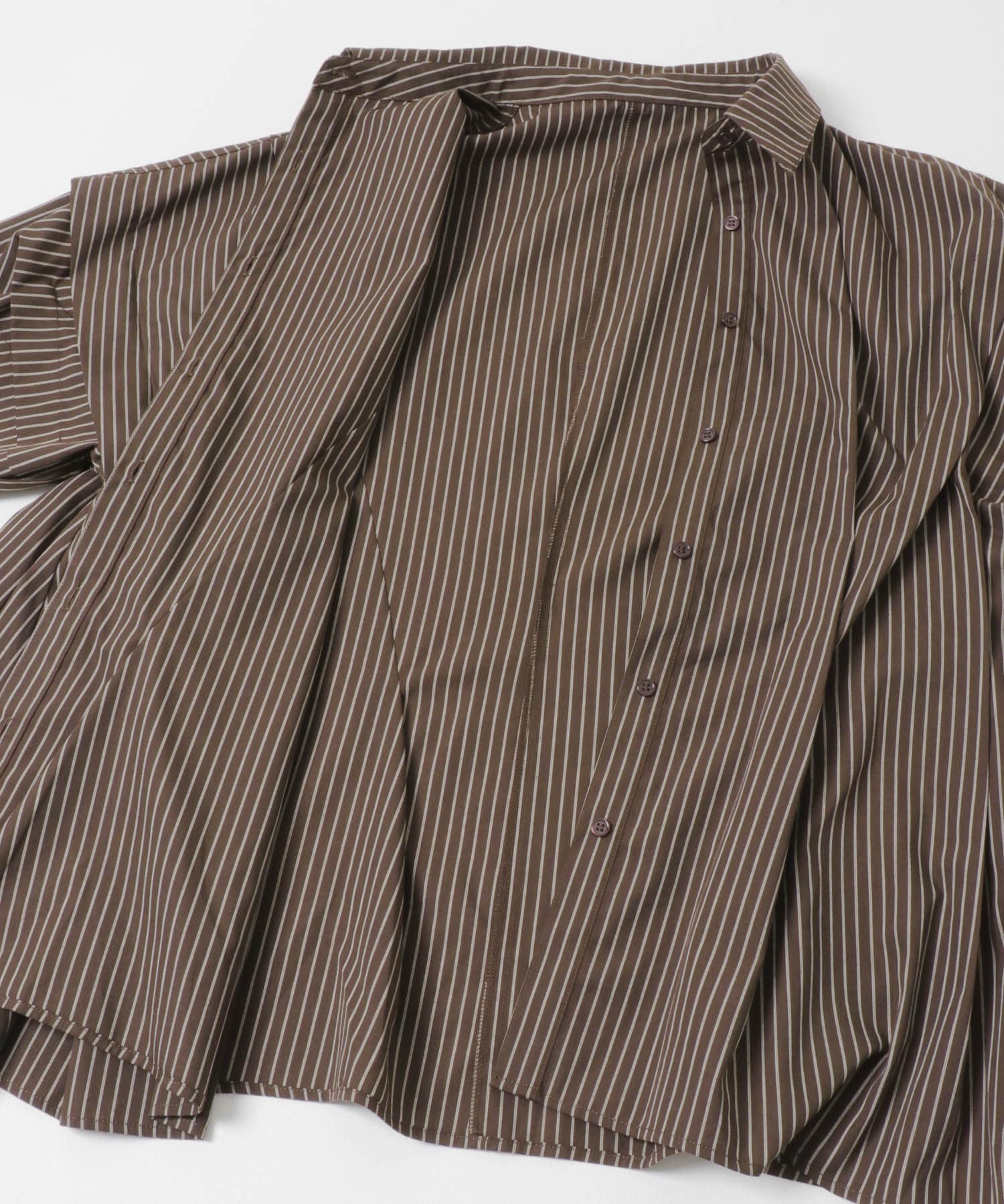 ランダムタックデザインストライプシャツ BROWN×YEL One