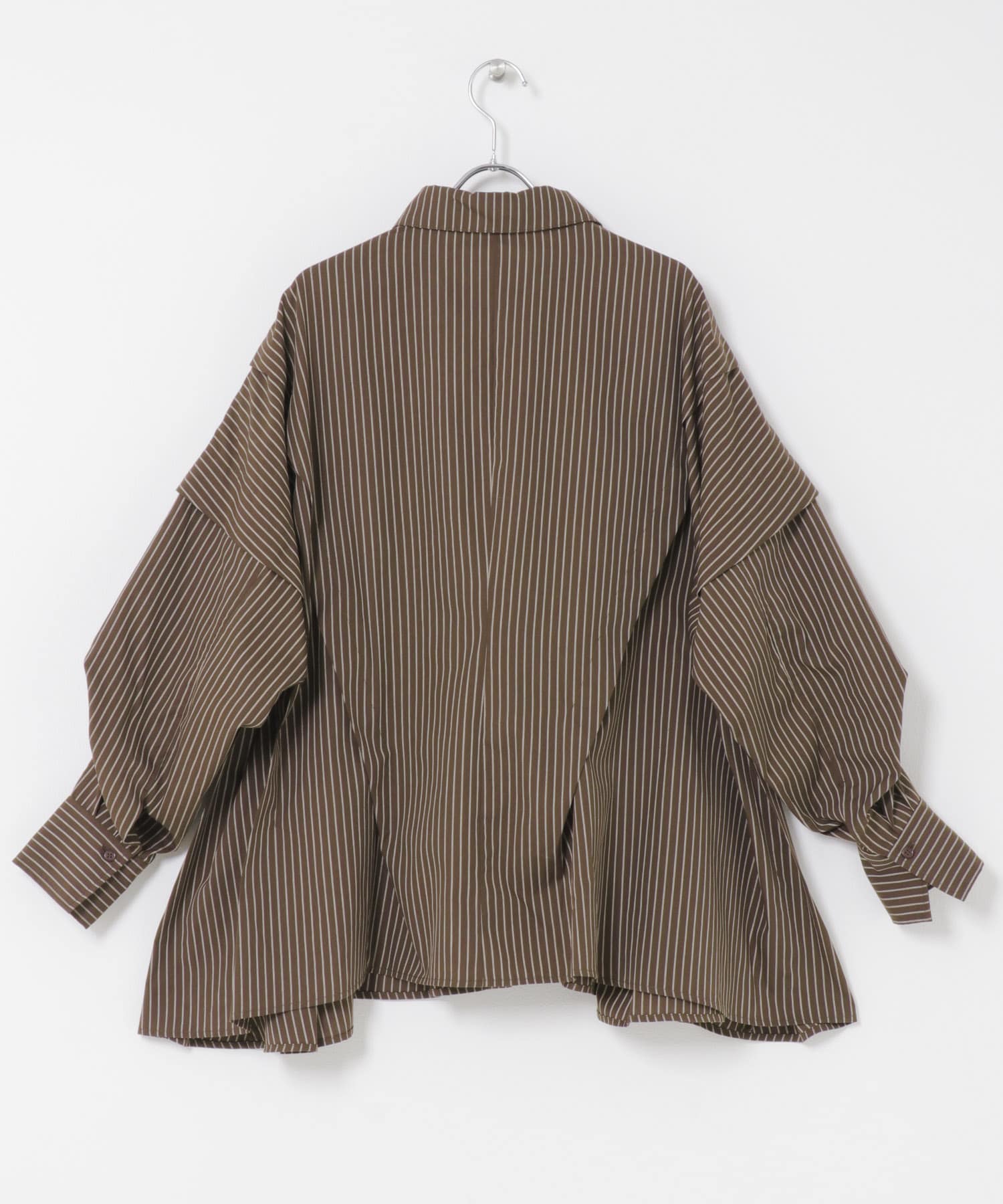 ランダムタックデザインストライプシャツ BROWN×YEL One