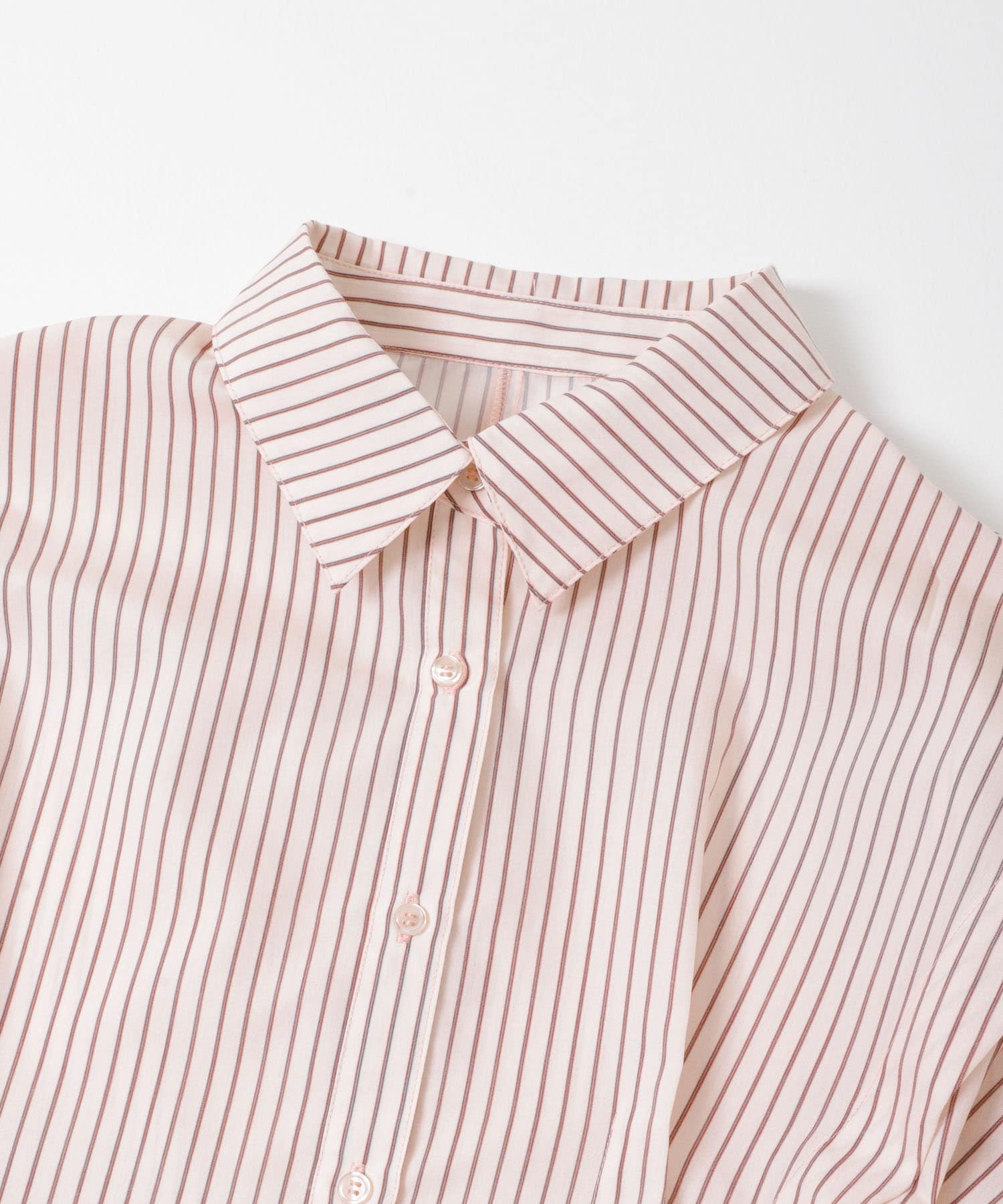 ランダムタックデザインストライプシャツ PINK×BRN One