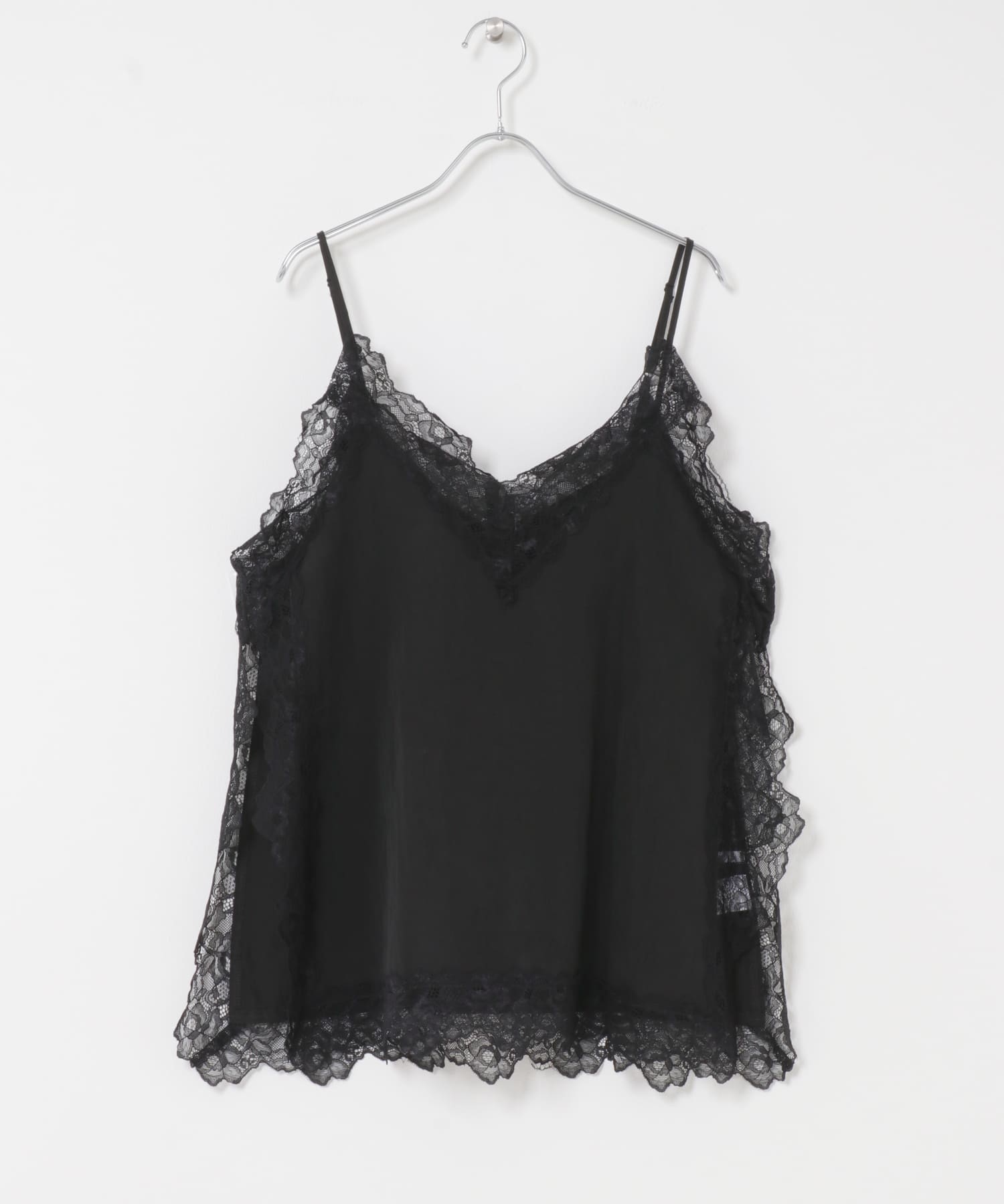 『一部WEB限定カラー』ヴィンテージライクレースキャミソール BLACK One