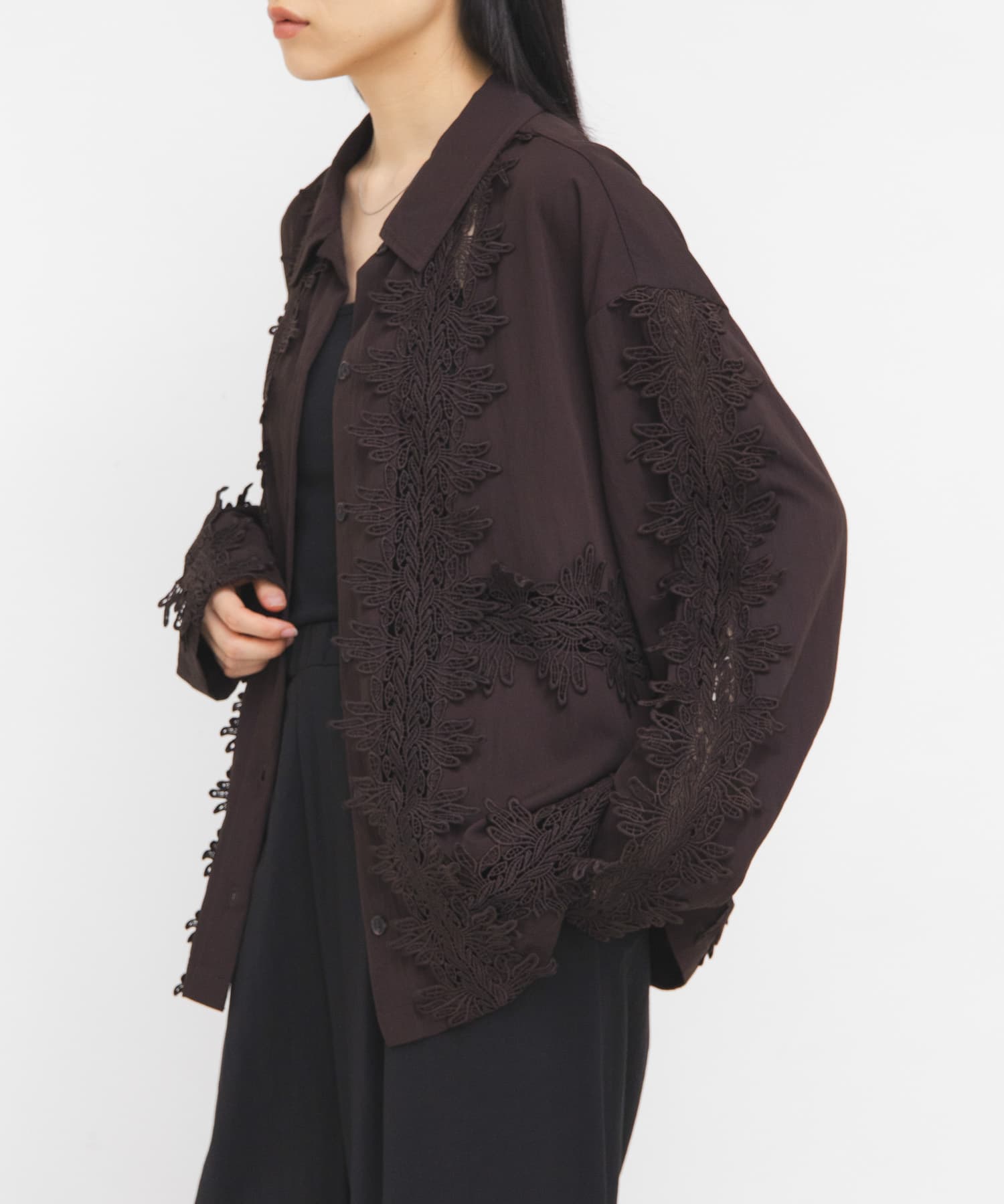 新品未使用☆N°21 レースシャツ N°21 - フラワーレースオープンカラーシャツ FLOWER LACE OPEN COLLAR