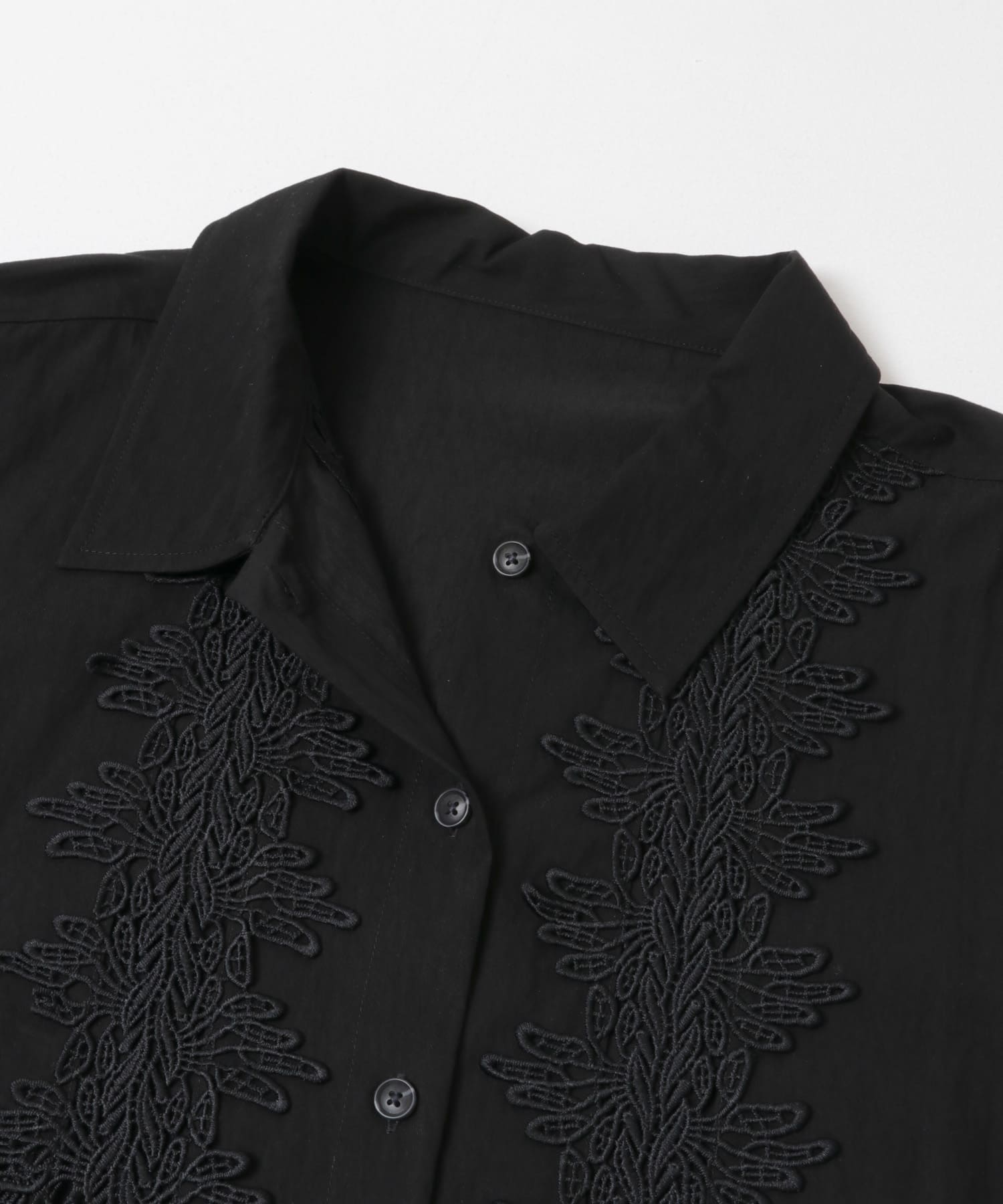 ヴィンテージライクレースシャツ BLACK One