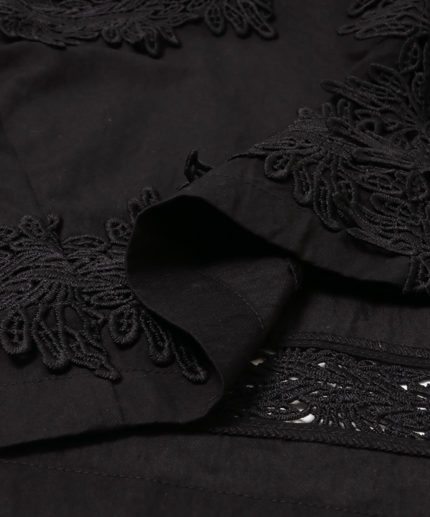 ヴィンテージライクレースシャツ BLACK One