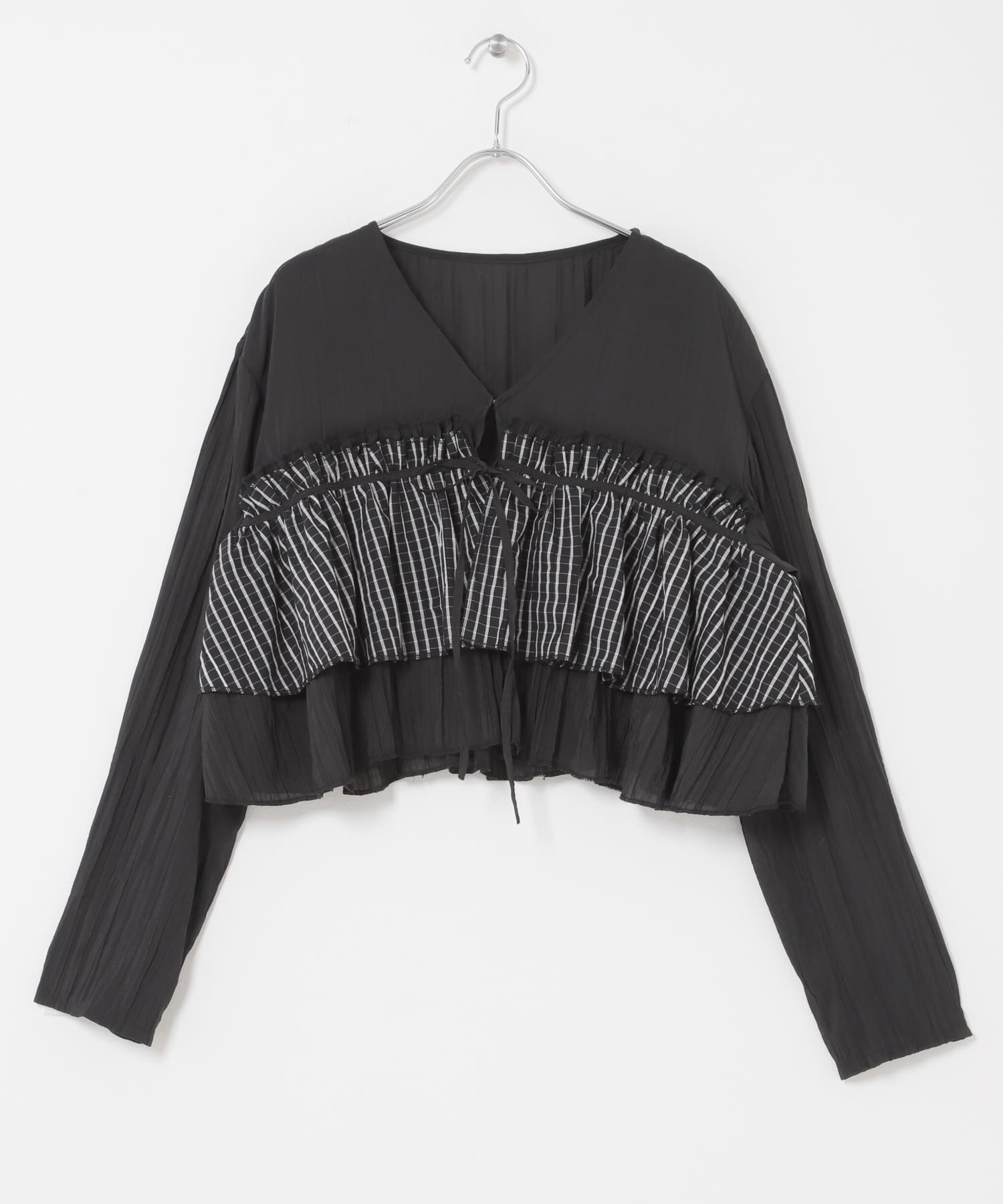 フリルレイヤードブラウス BLACK One