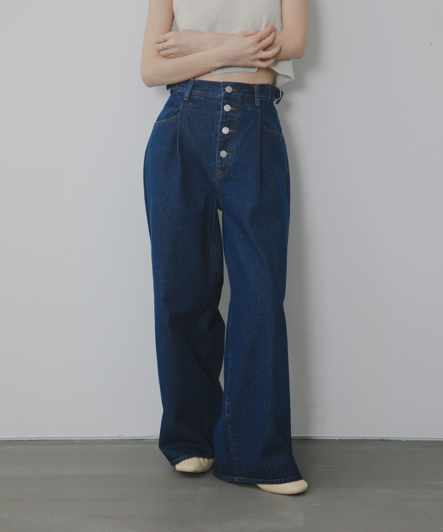 『3サイズ展開』タックボタンアップデニム