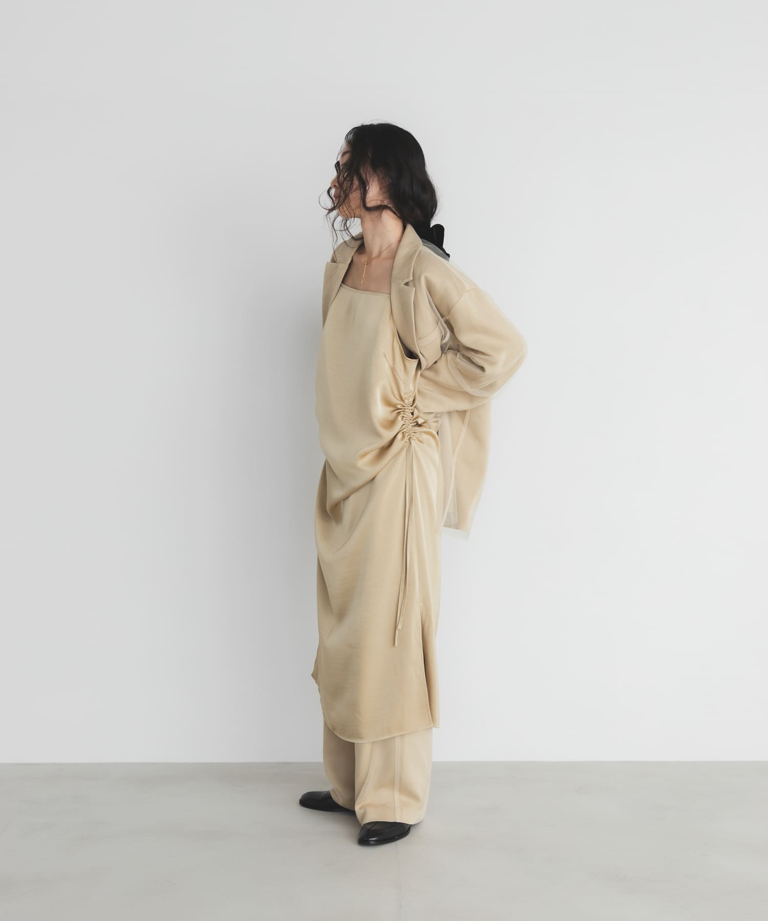 ドロストサテンキャミワンピース