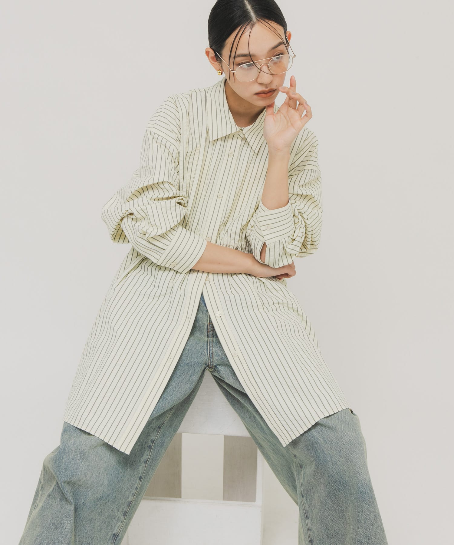 アシメギャザータックミニワンピース