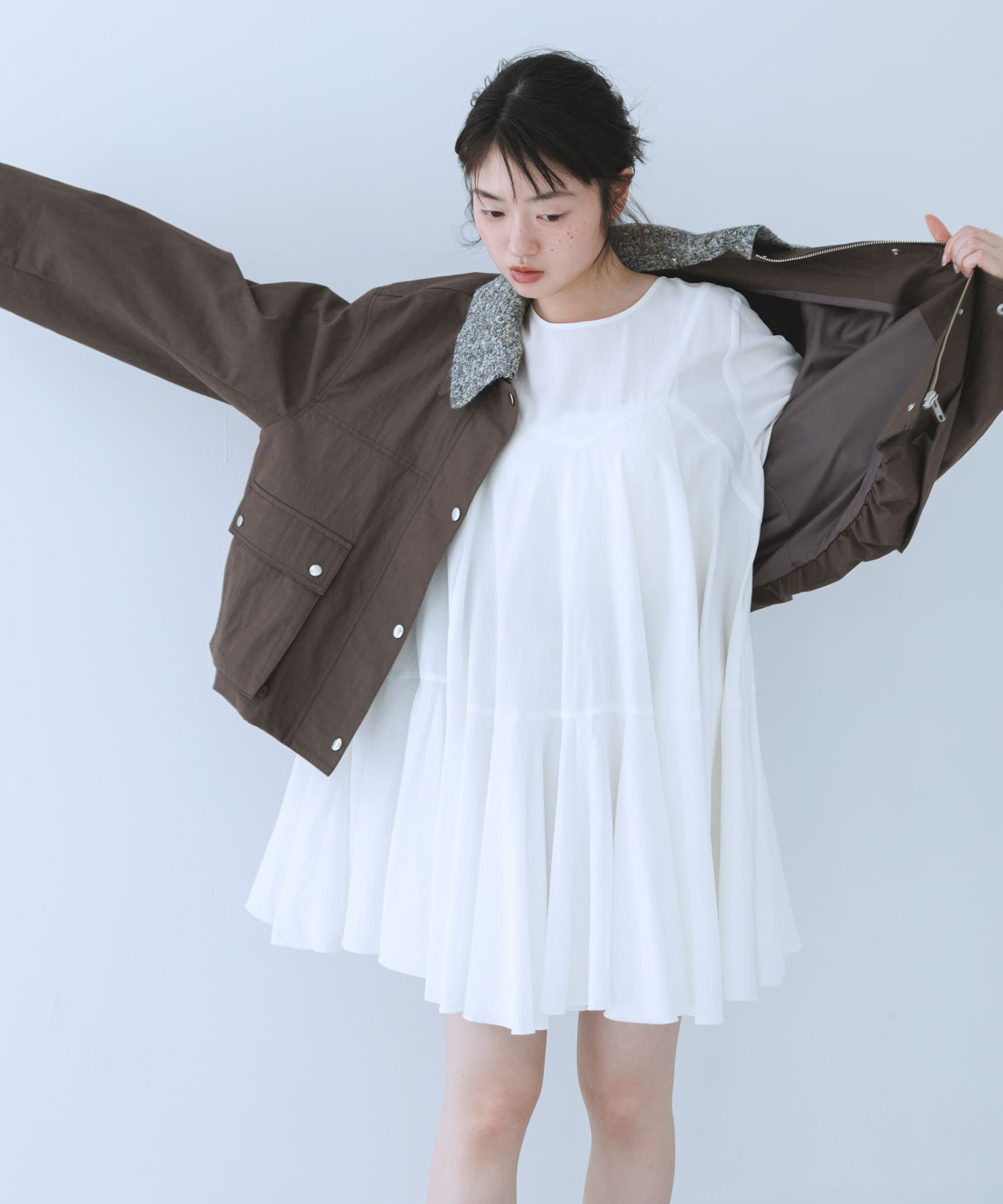 2WAYボリュームヘムミニワンピース