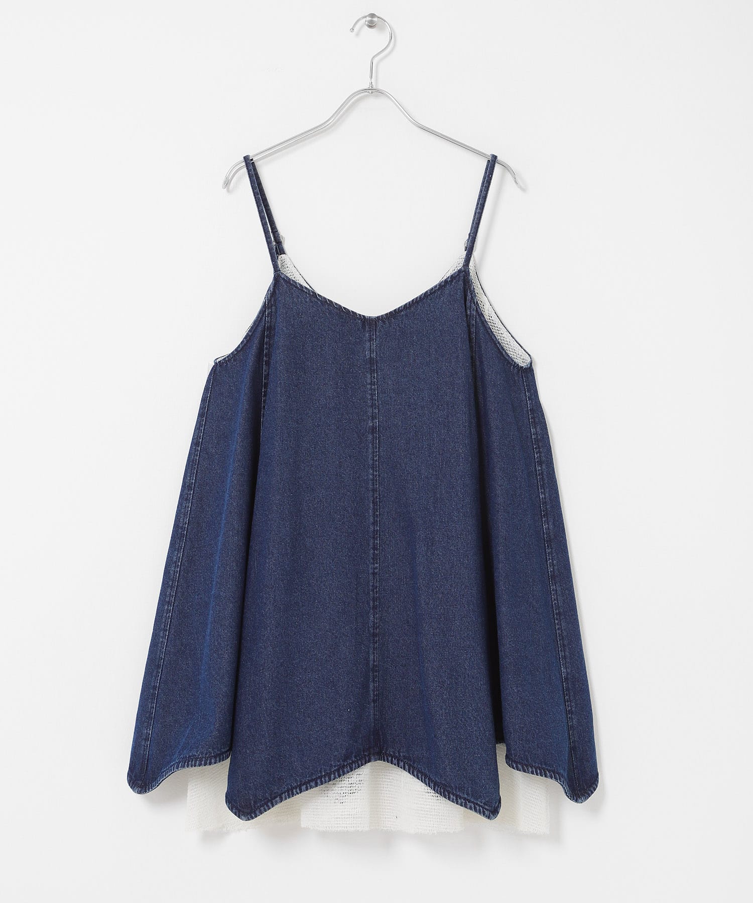 メッシュレイヤードデニムキャミワンピース(One BLACK): ワンピース
