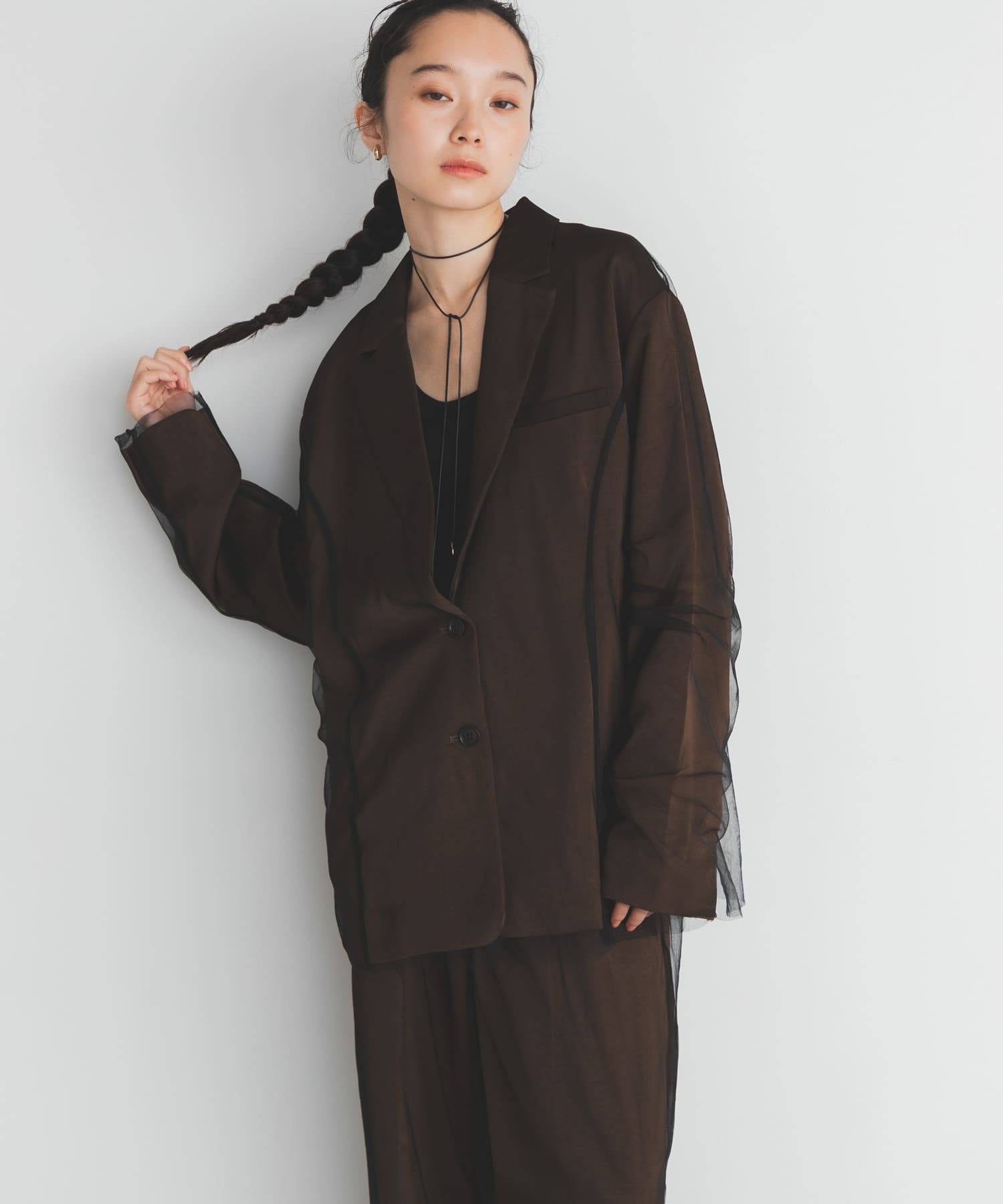 サテンチュールジャケット BROWN One
