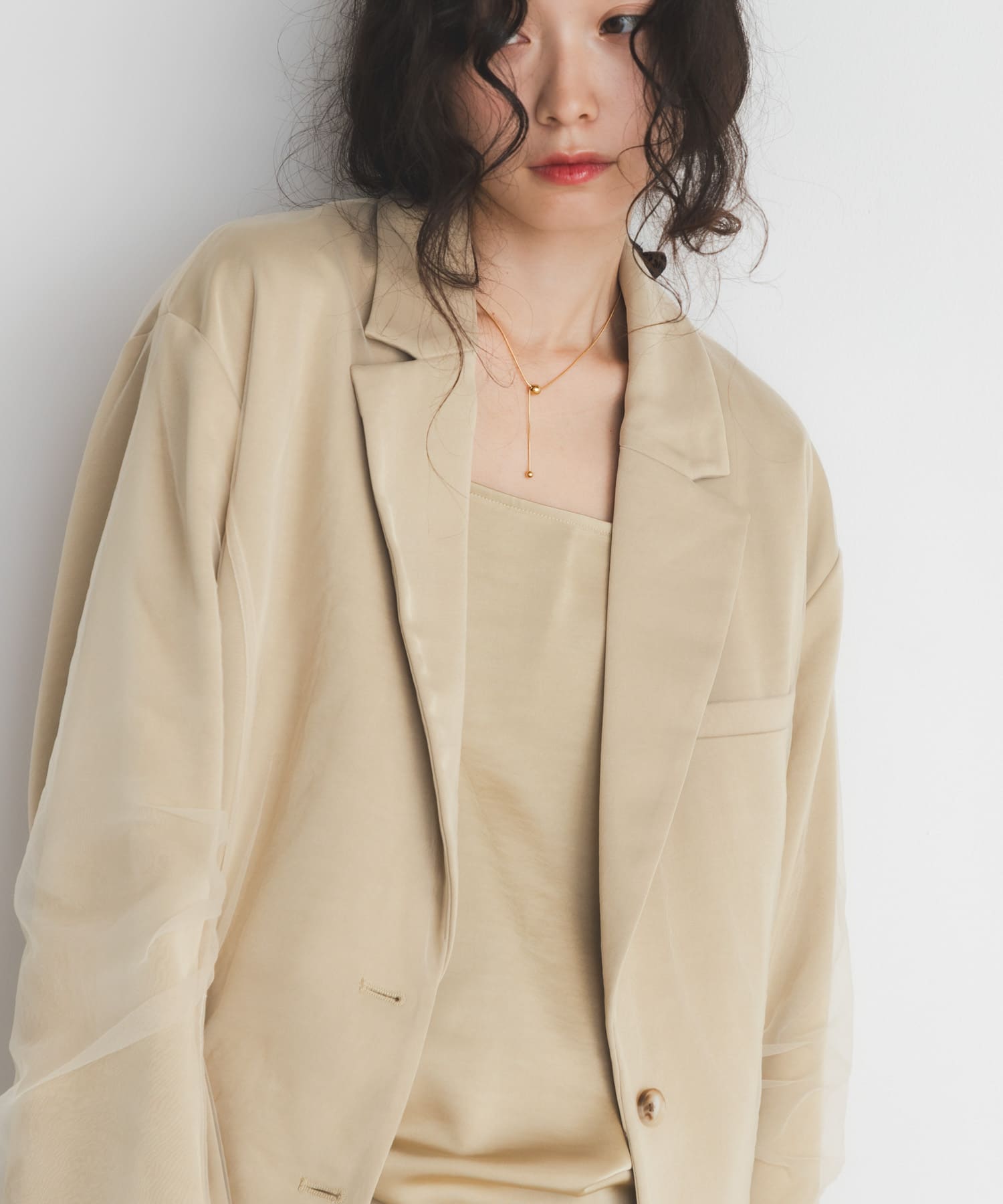 サテンチュールジャケット BEIGE One