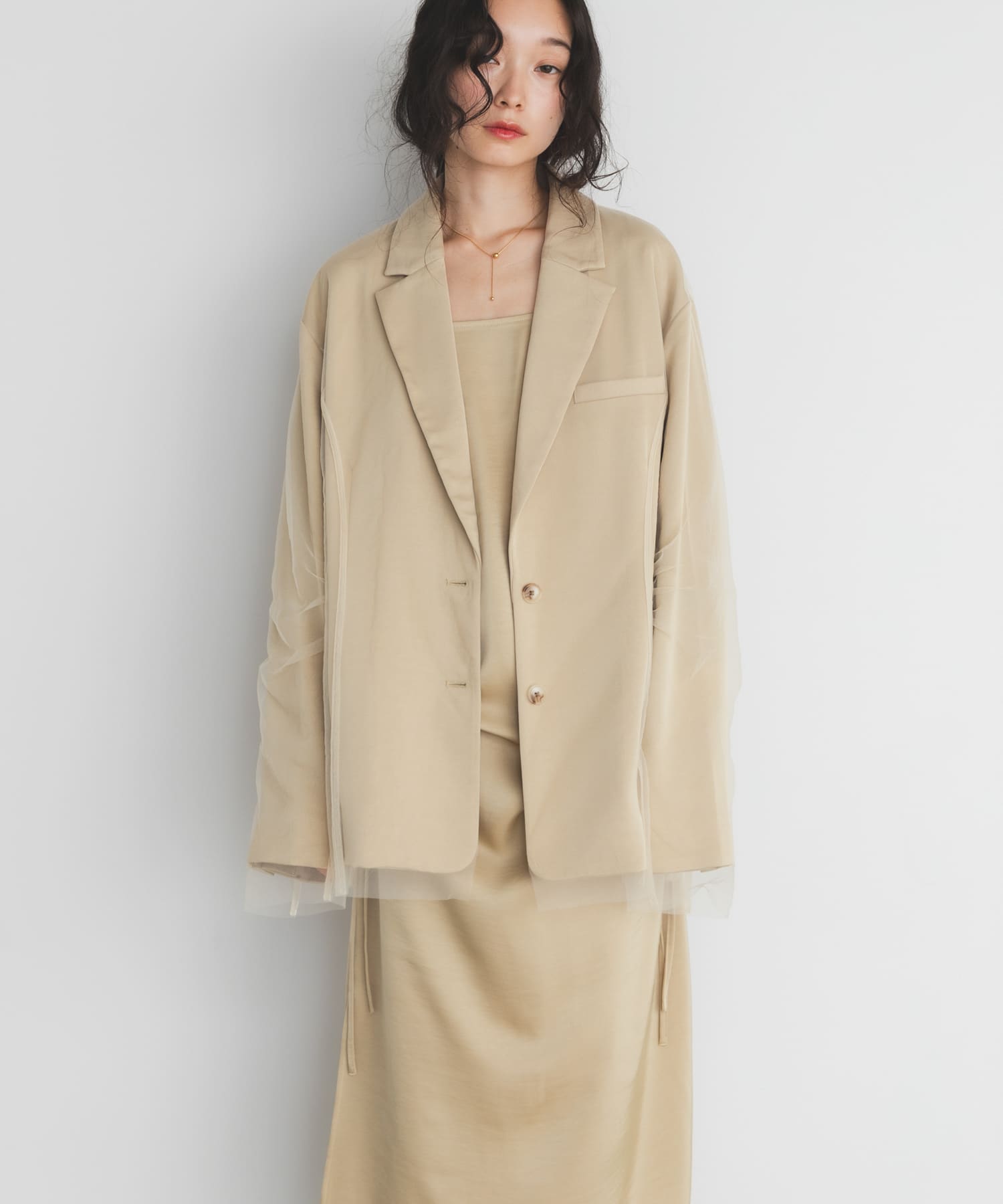 サテンチュールジャケット BEIGE One