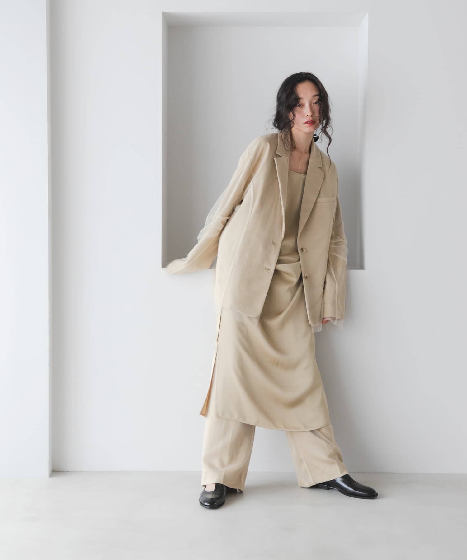 サテンチュールジャケット BEIGE One