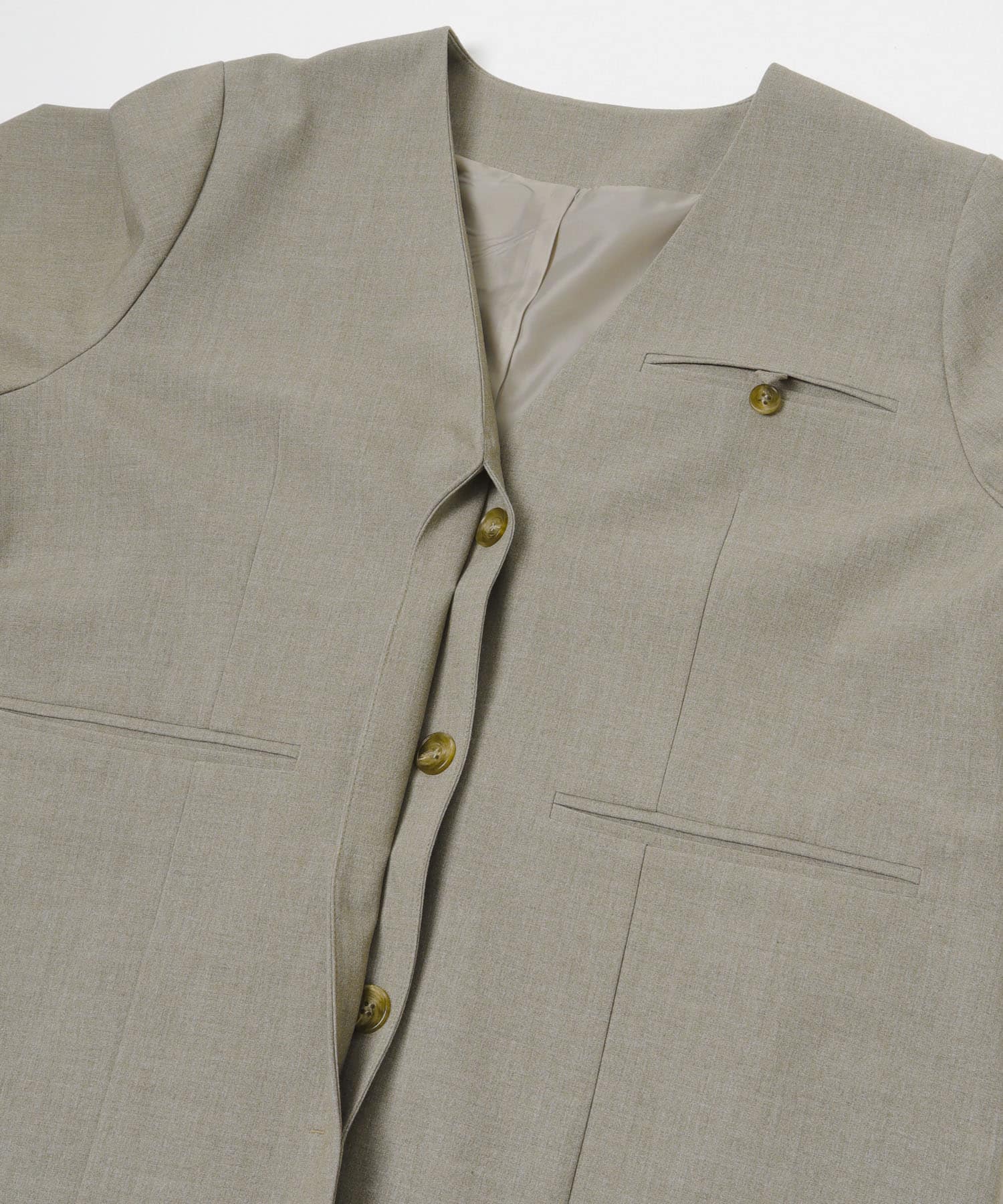 ノーカラーデザインジャケット MOSS GRAY One