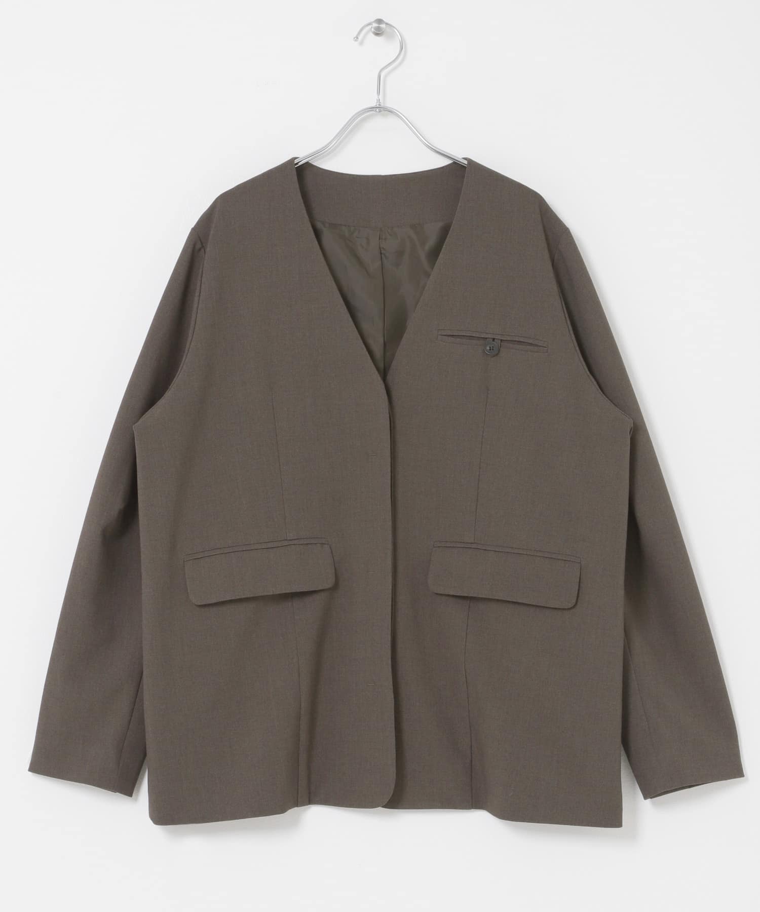 ノーカラーデザインジャケット(One MOSS GRAY): アウター｜URBAN