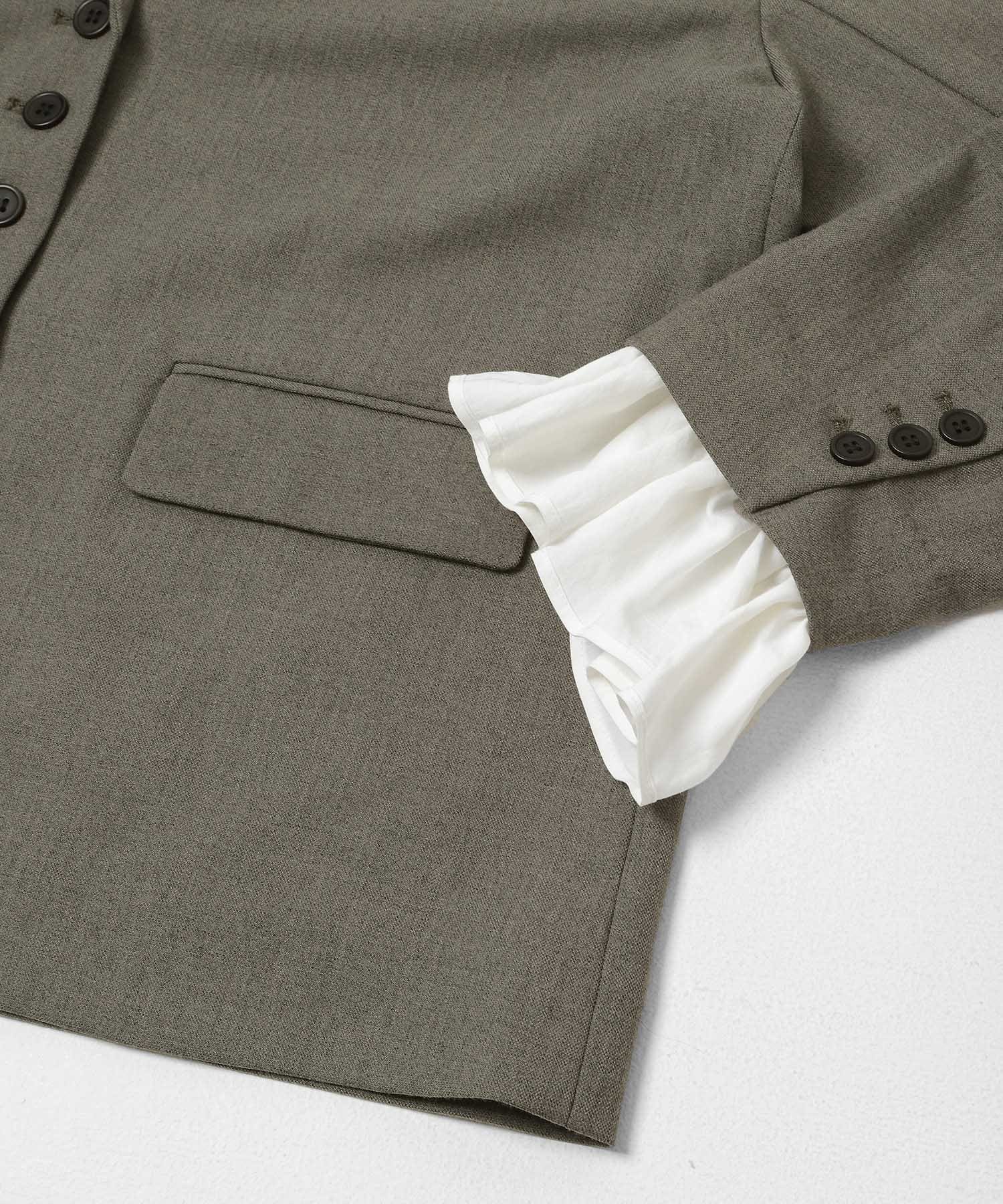 フリルスリーブテーラードジャケット MOSS GRAY One