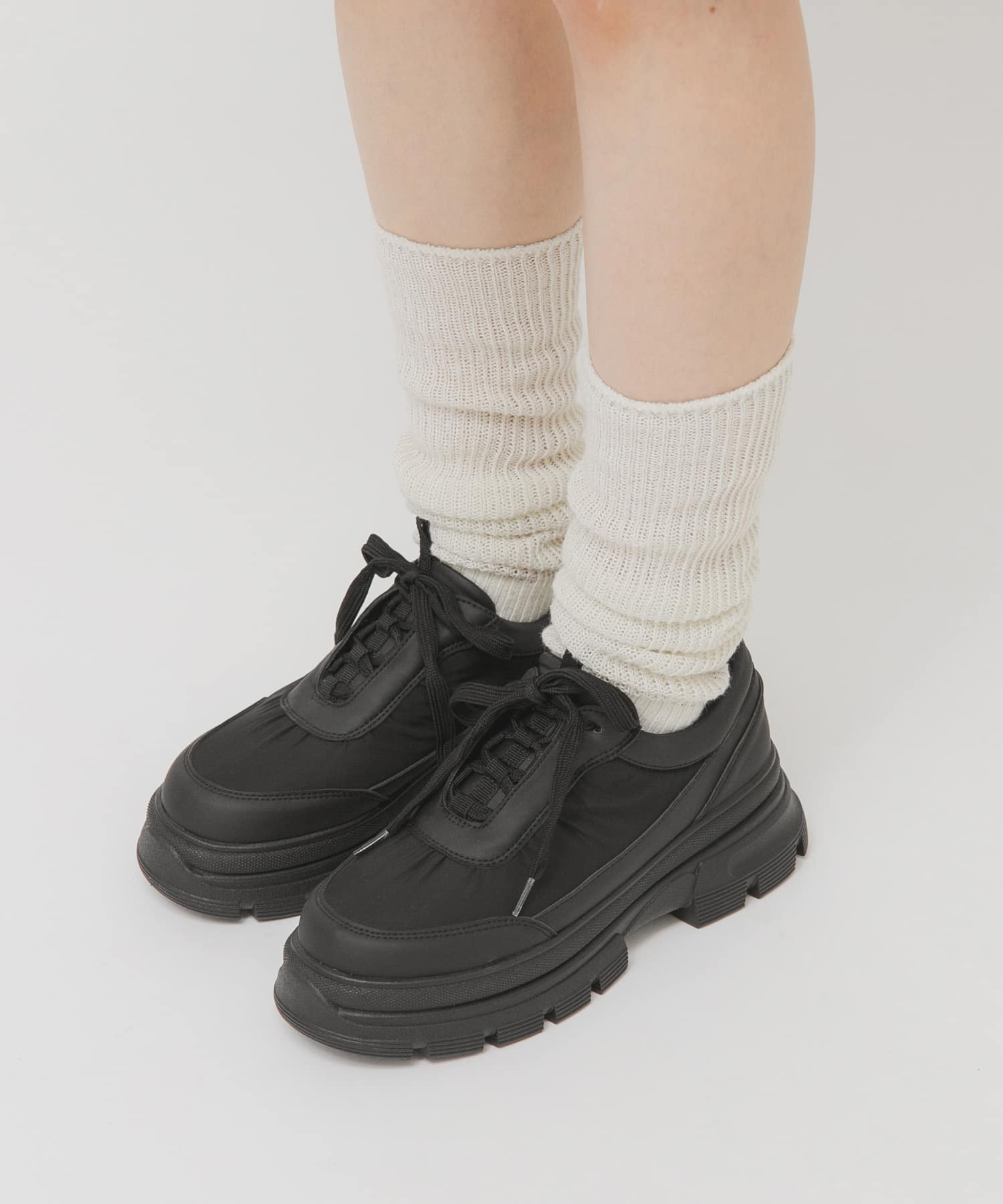 ギャザーデザインスニーカー BLACK 36