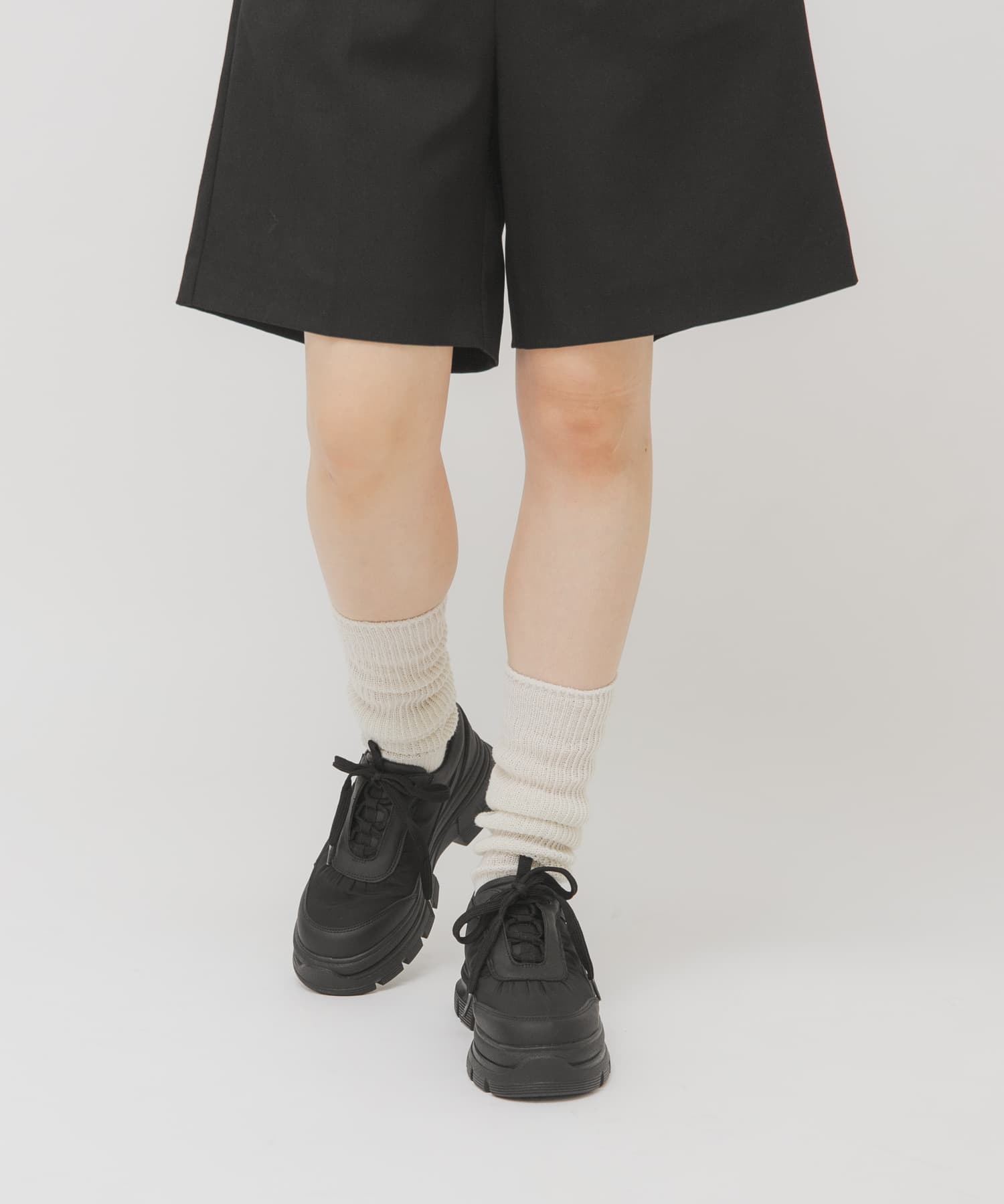 ギャザーデザインスニーカー BLACK 36