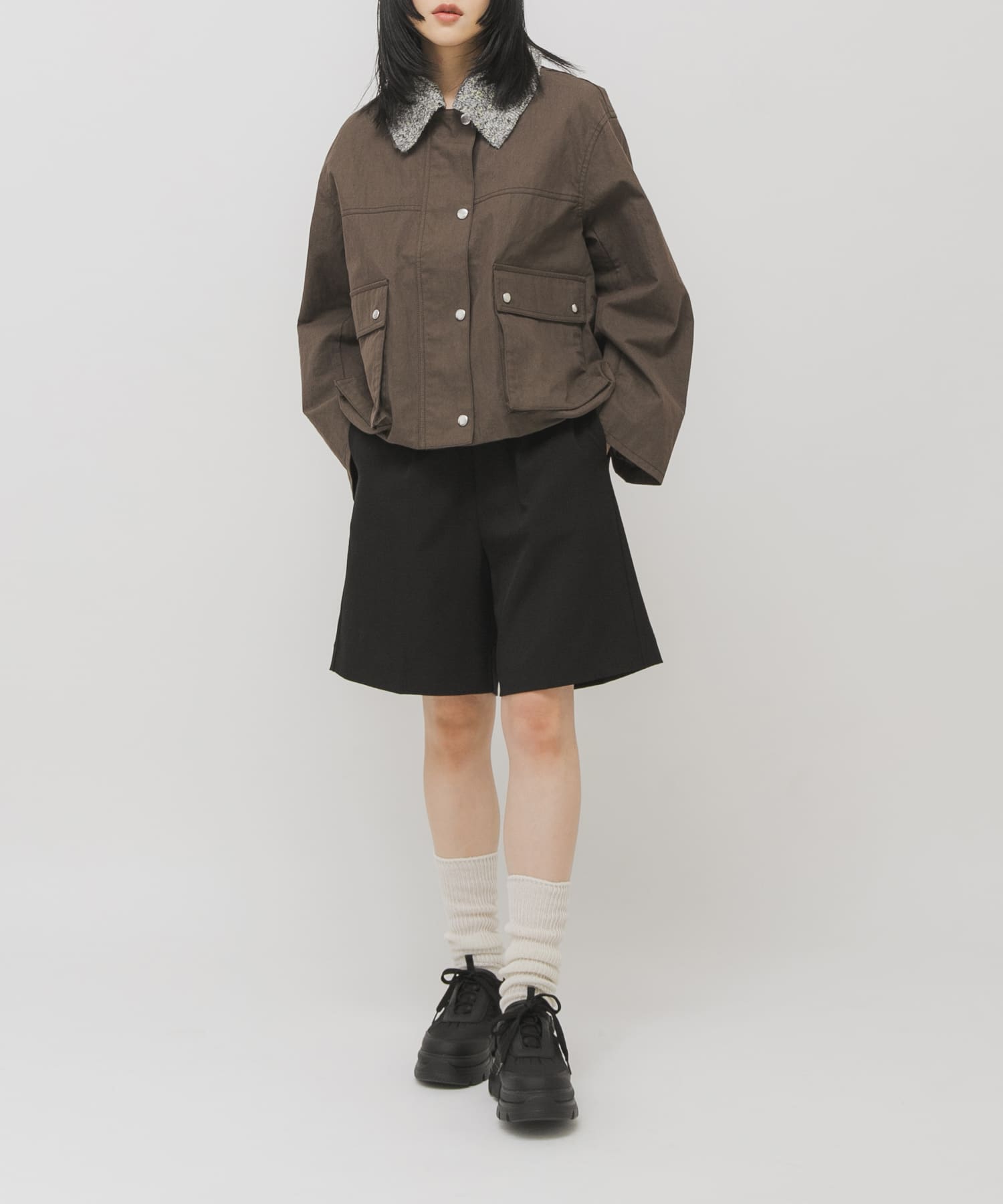 ギャザーデザインスニーカー BLACK 36