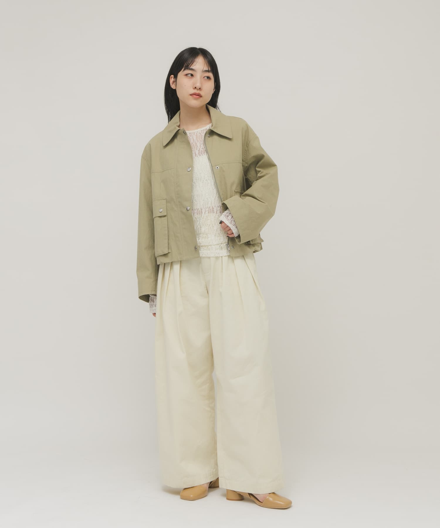 スクエアトゥアシンメトリーパンプス CAMEL 36