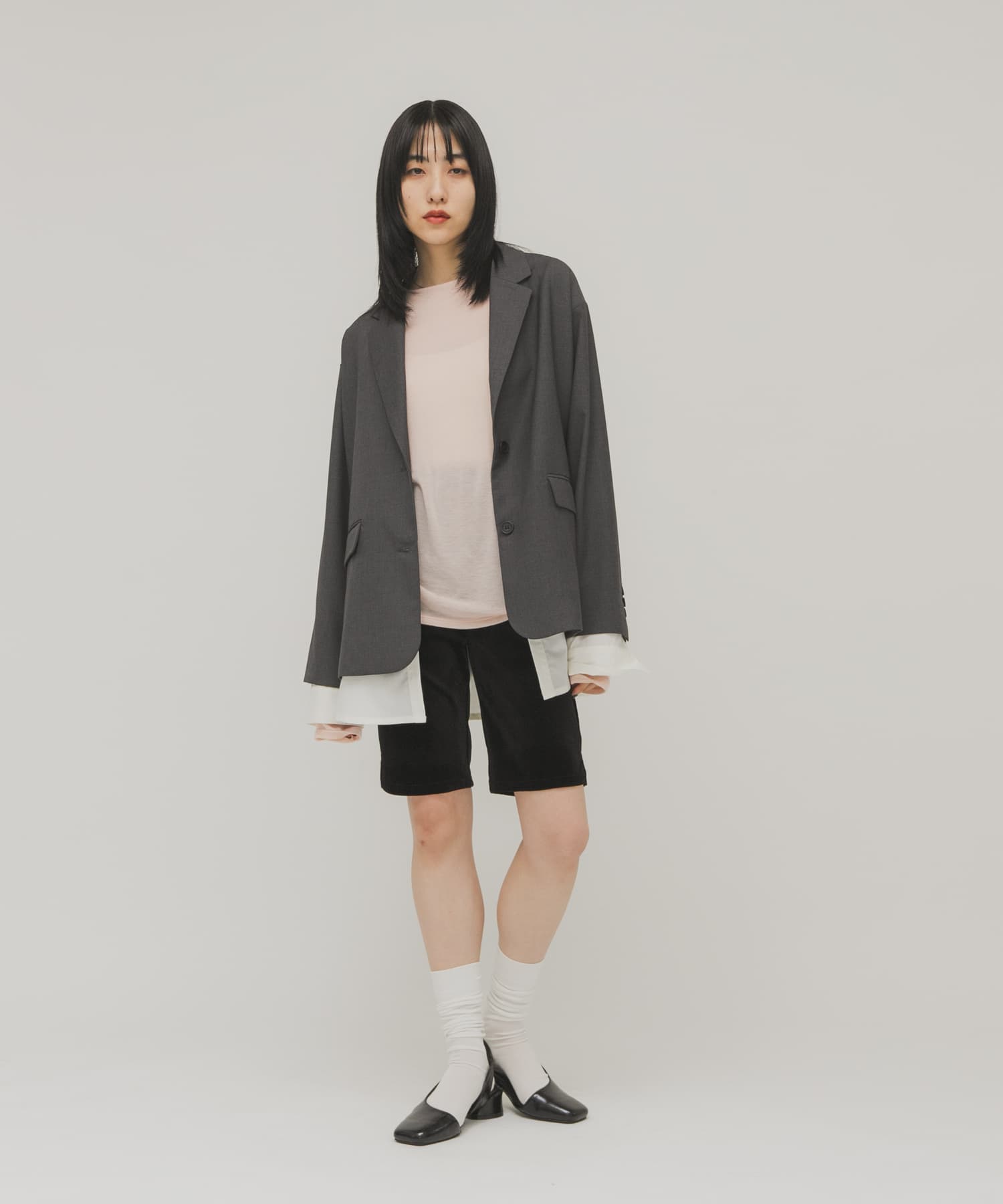 スクエアトゥアシンメトリーパンプス BLACK 36