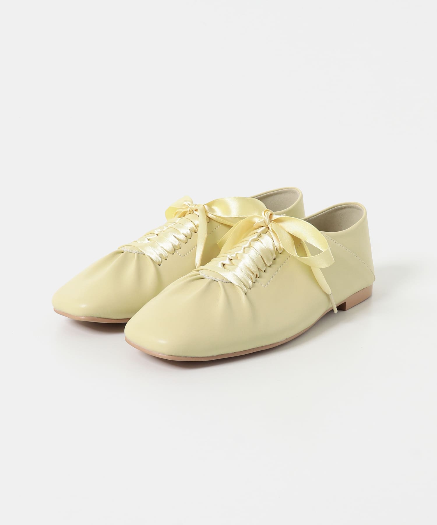 サテンリボンギャザーシューズ YELLOW 36