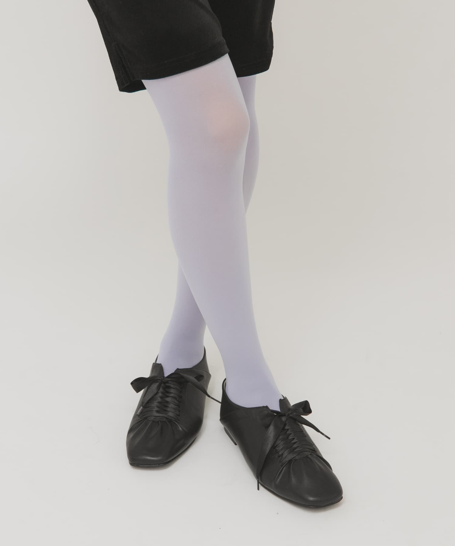 サテンリボンギャザーシューズ BLACK 36