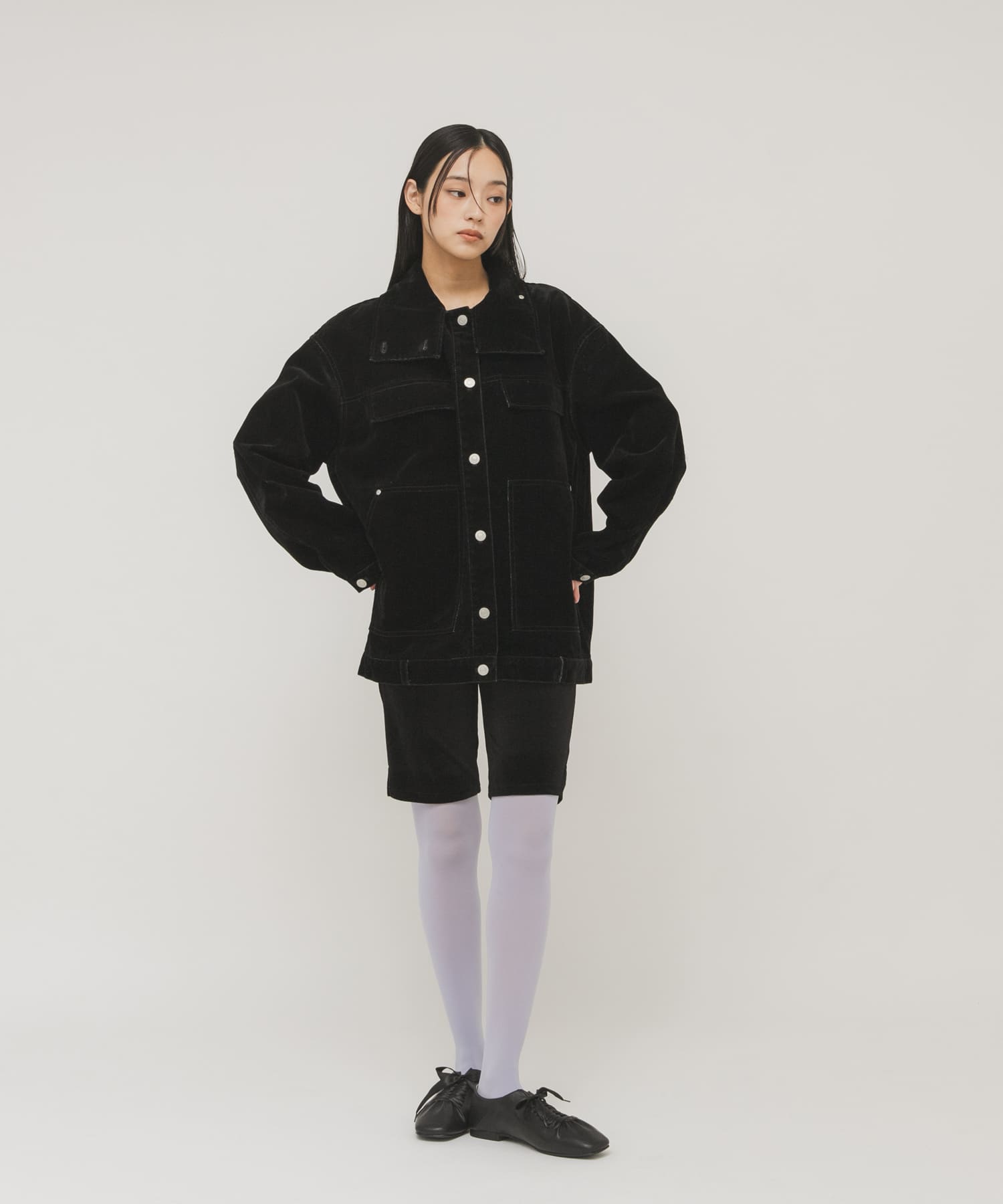 サテンリボンギャザーシューズ BLACK 36