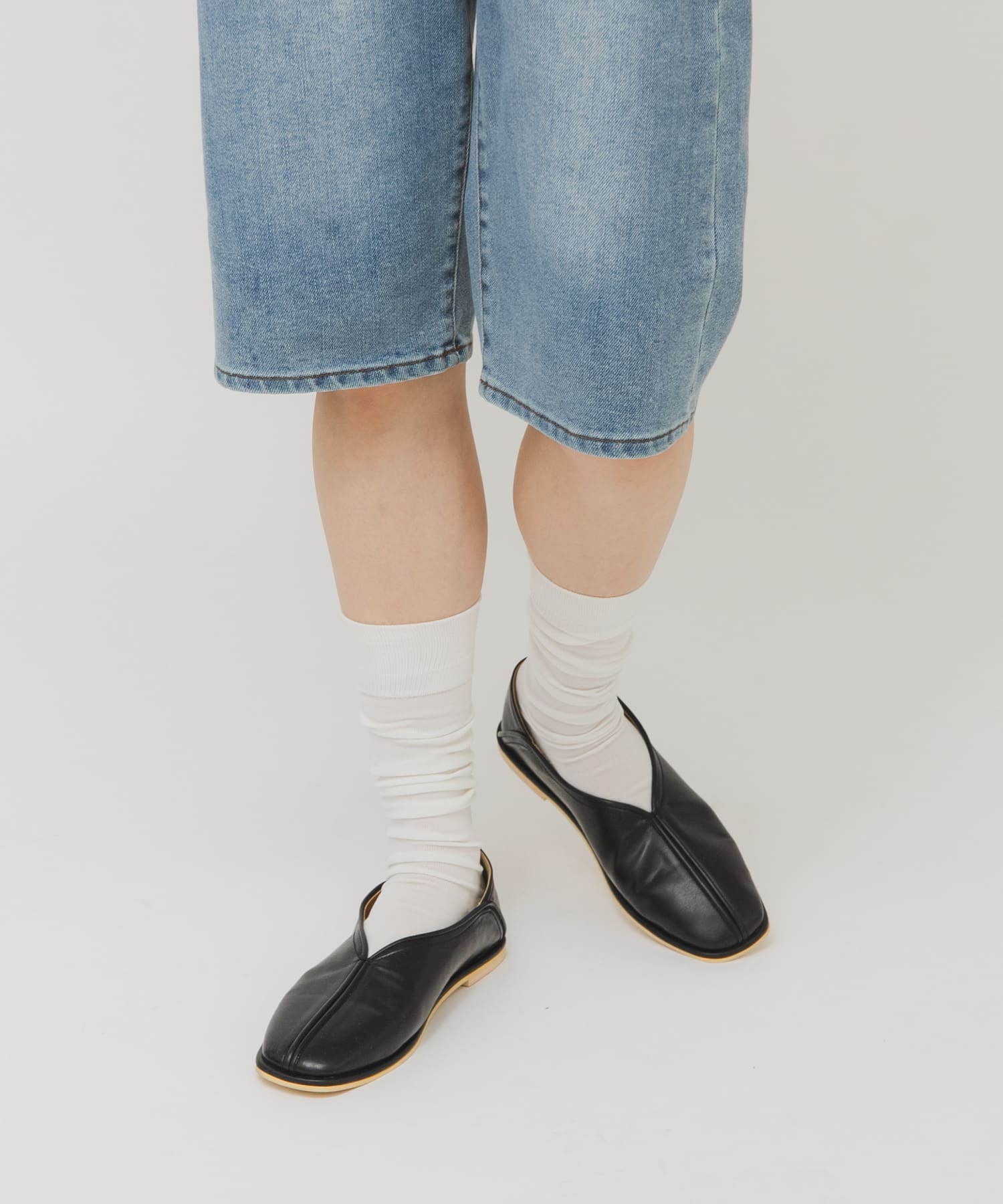 センターシームフラットシューズ BLACK 36