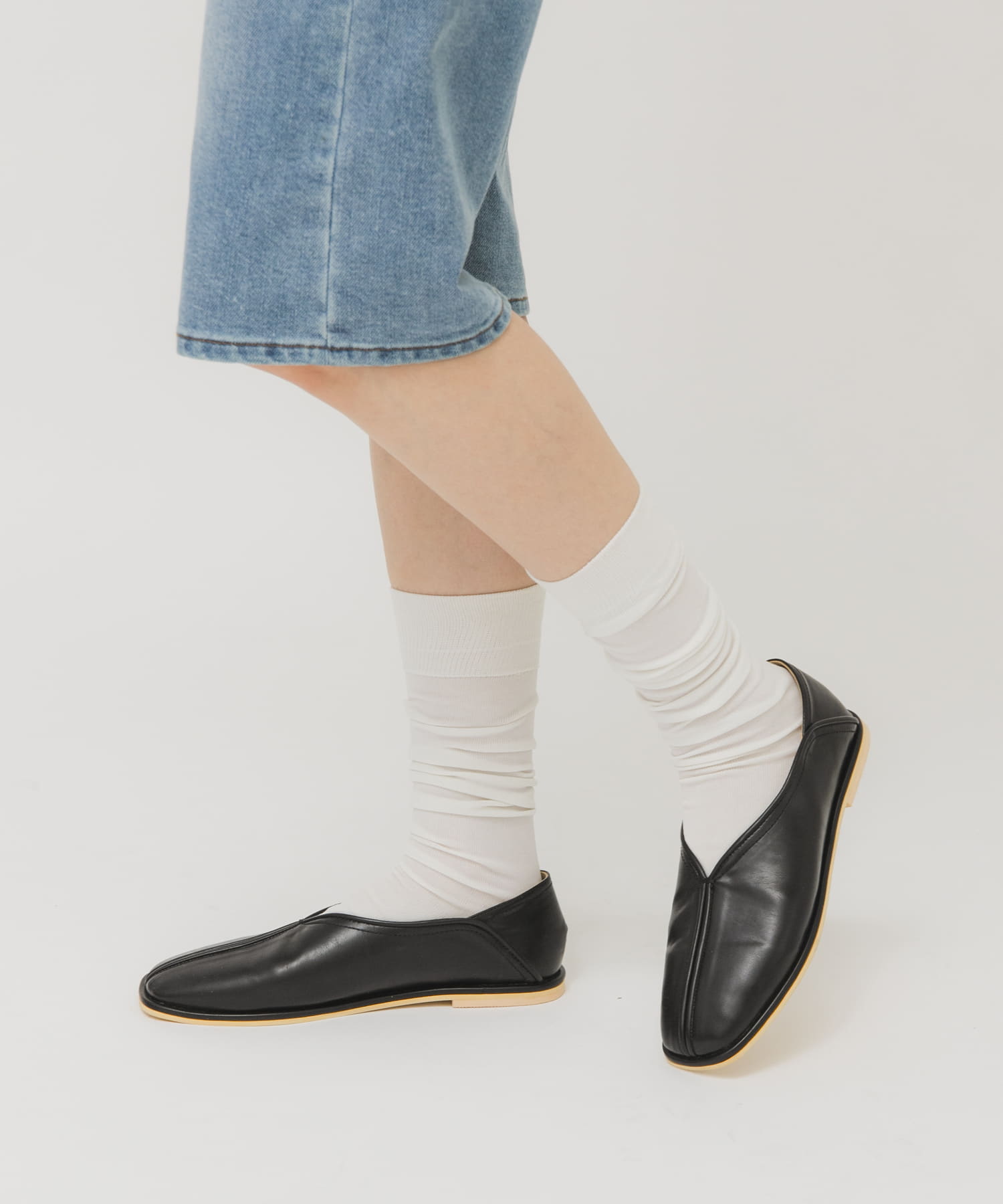 センターシームフラットシューズ BLACK 36