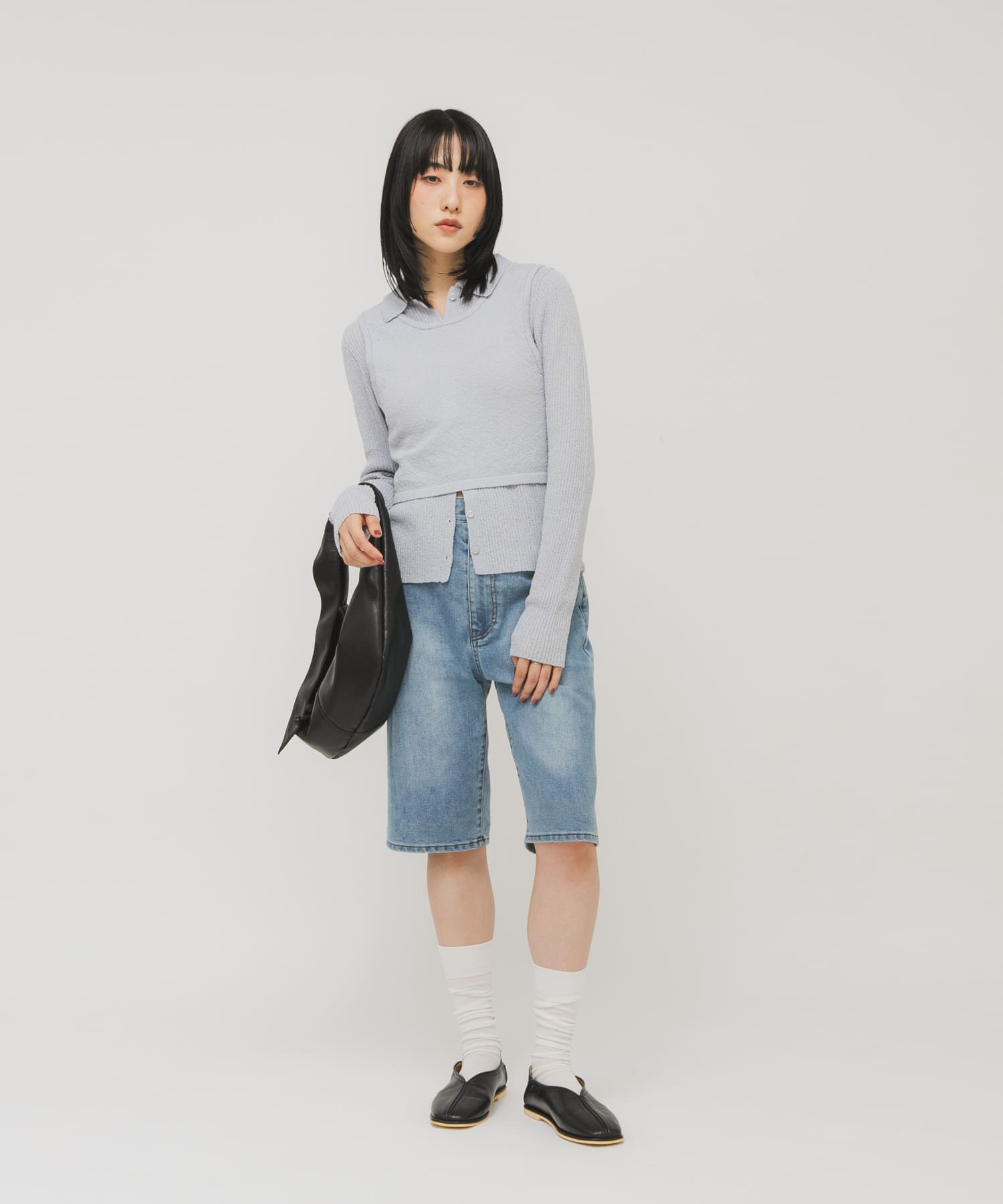 センターシームフラットシューズ BLACK 36