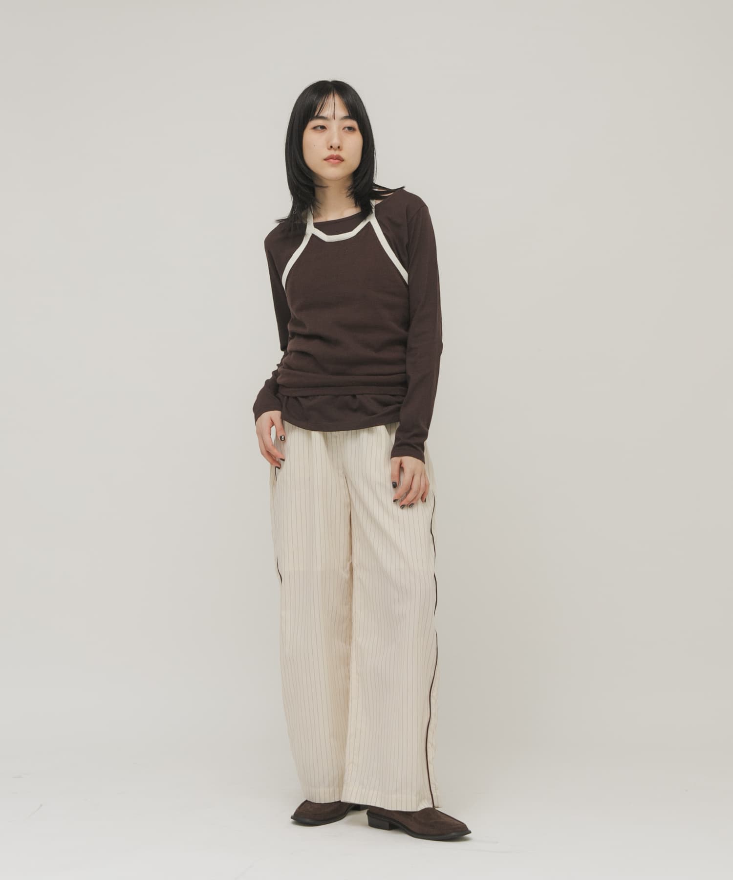 スクエアトゥスライドローファー D.BROWN 36