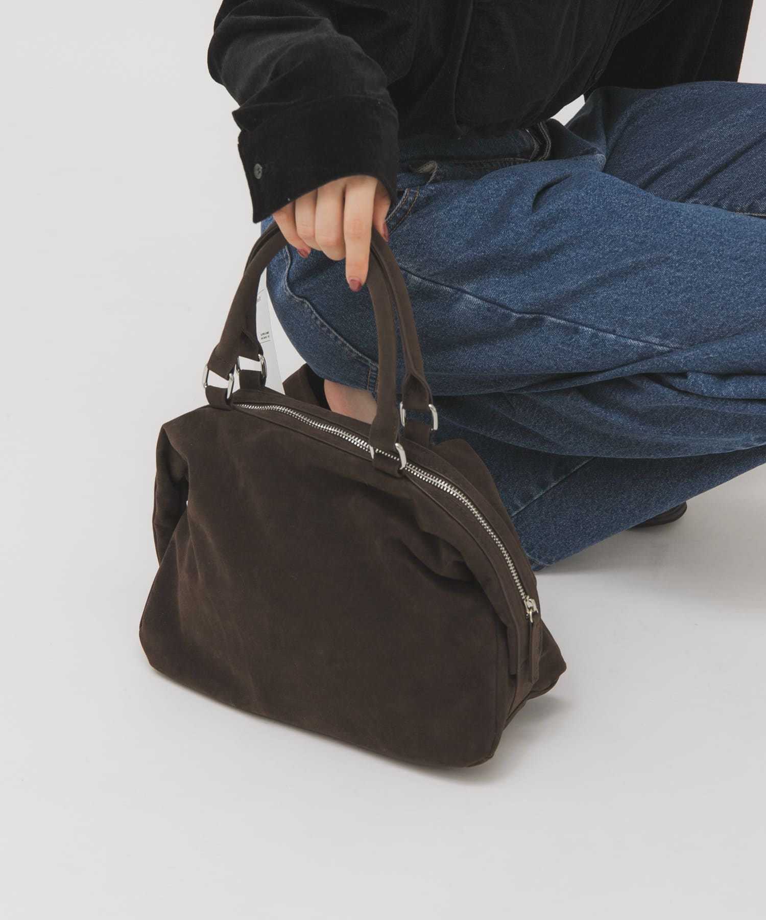 ドロップファスナーデザインボストンBAG D.BROWN One