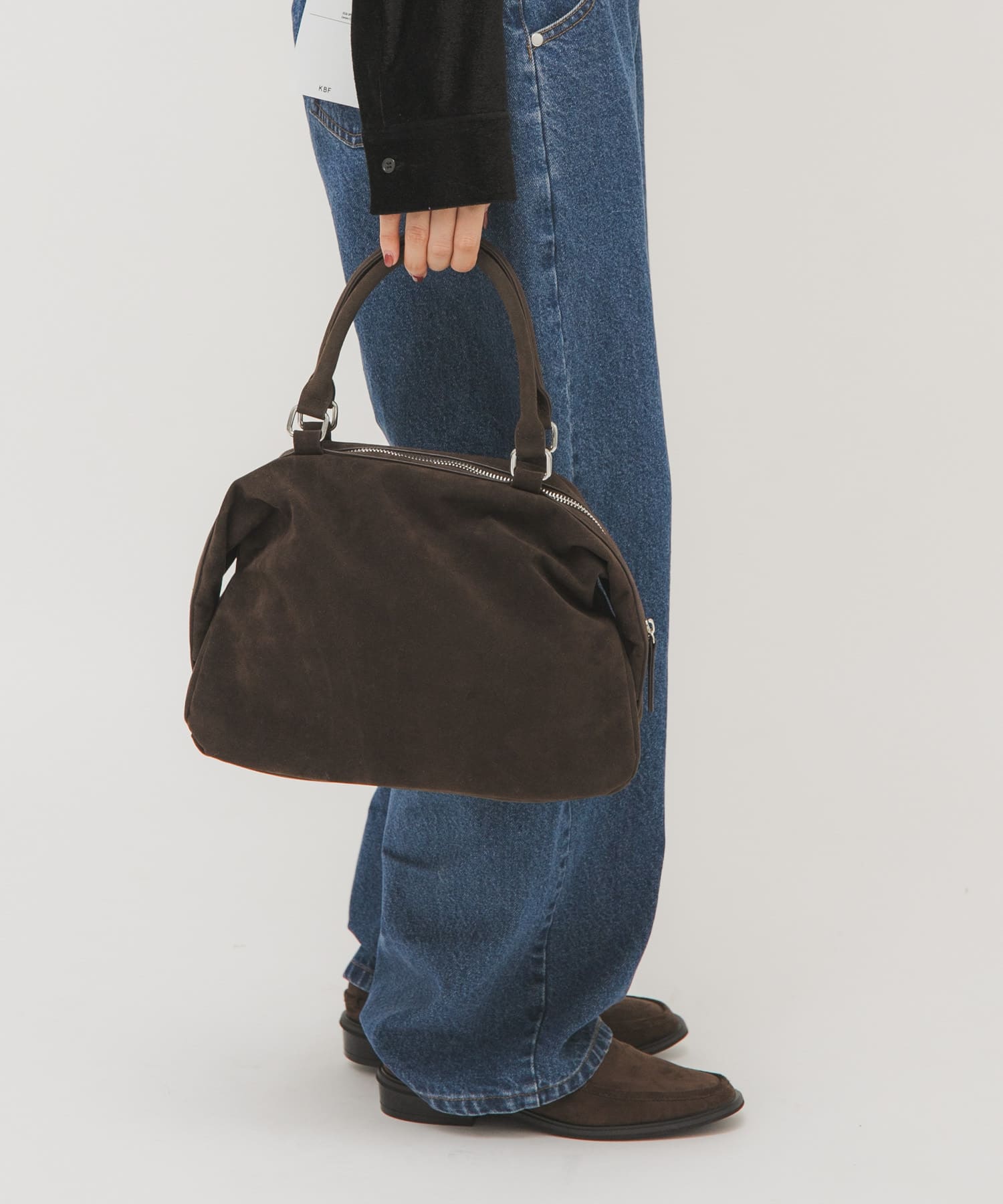 ドロップファスナーデザインボストンBAG D.BROWN One
