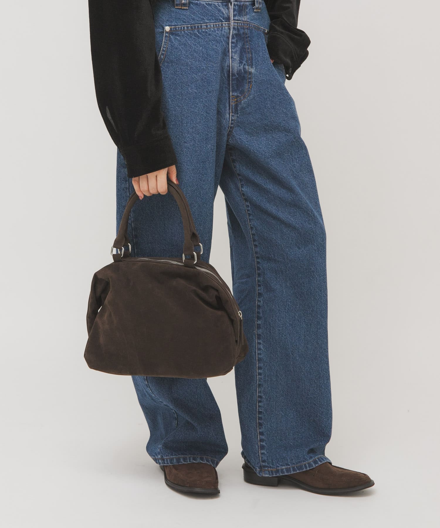 ドロップファスナーデザインボストンBAG D.BROWN One