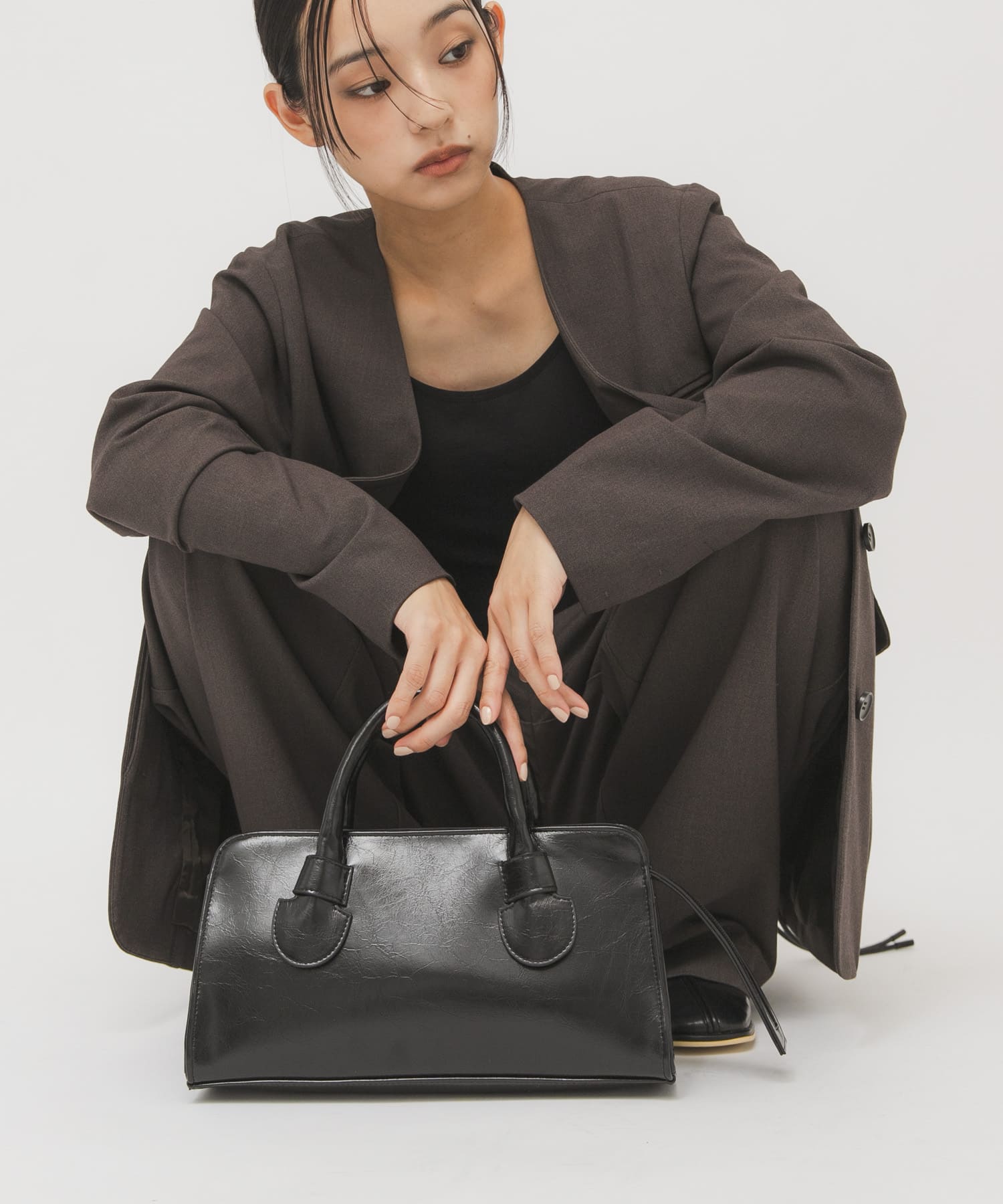 ワイドデザインボストンBAG BLACK One