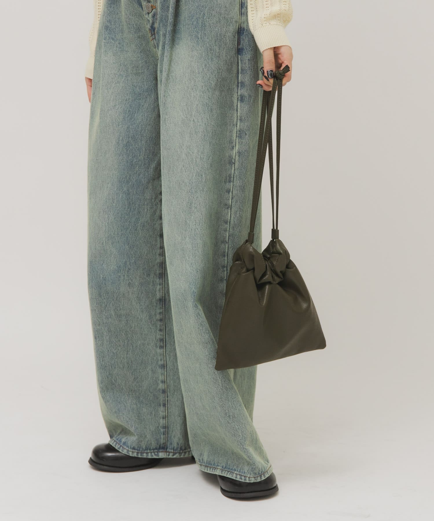 ギャザーデザインミニBAG KHAKI One