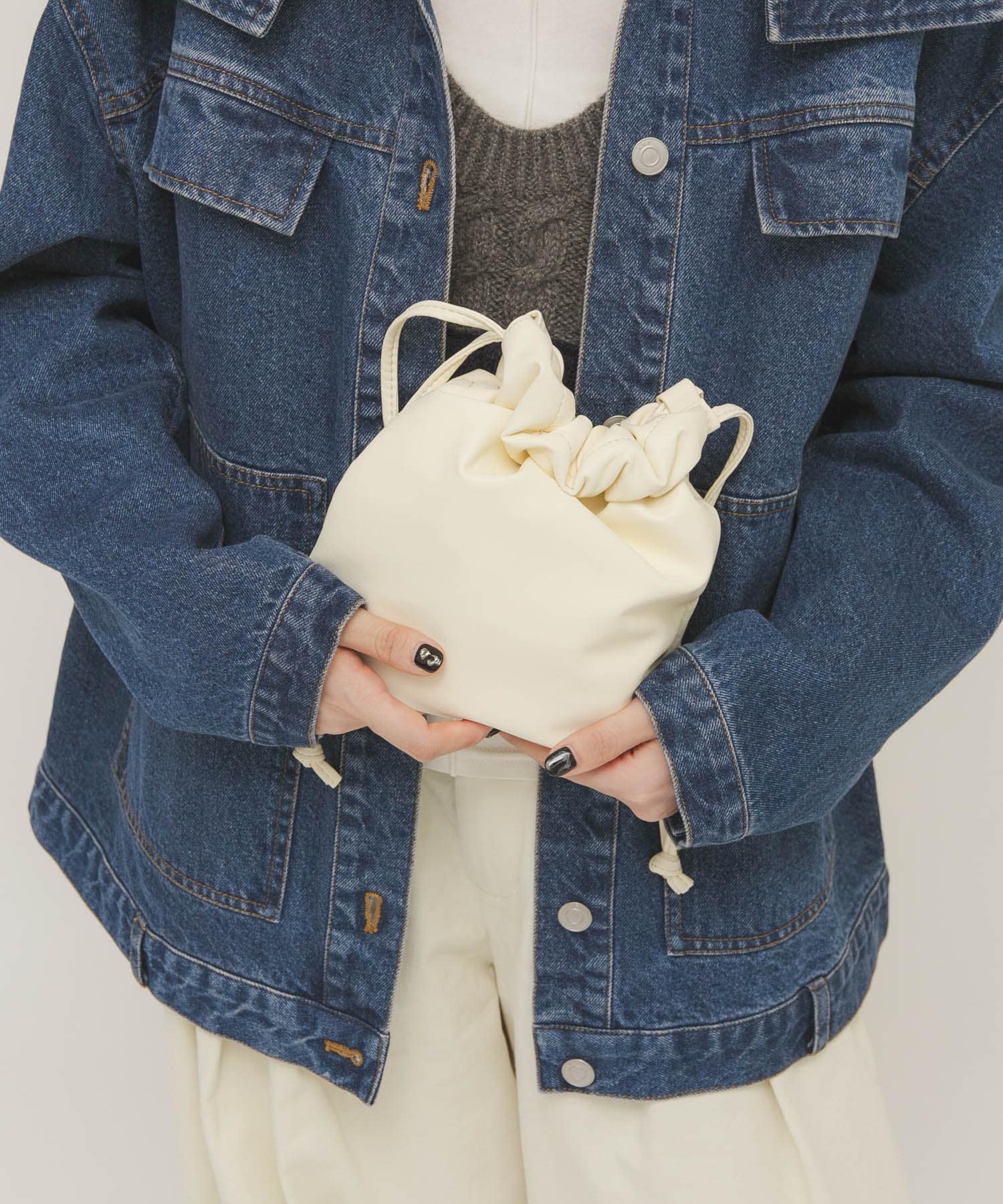 ギャザーデザインミニBAG IVORY One