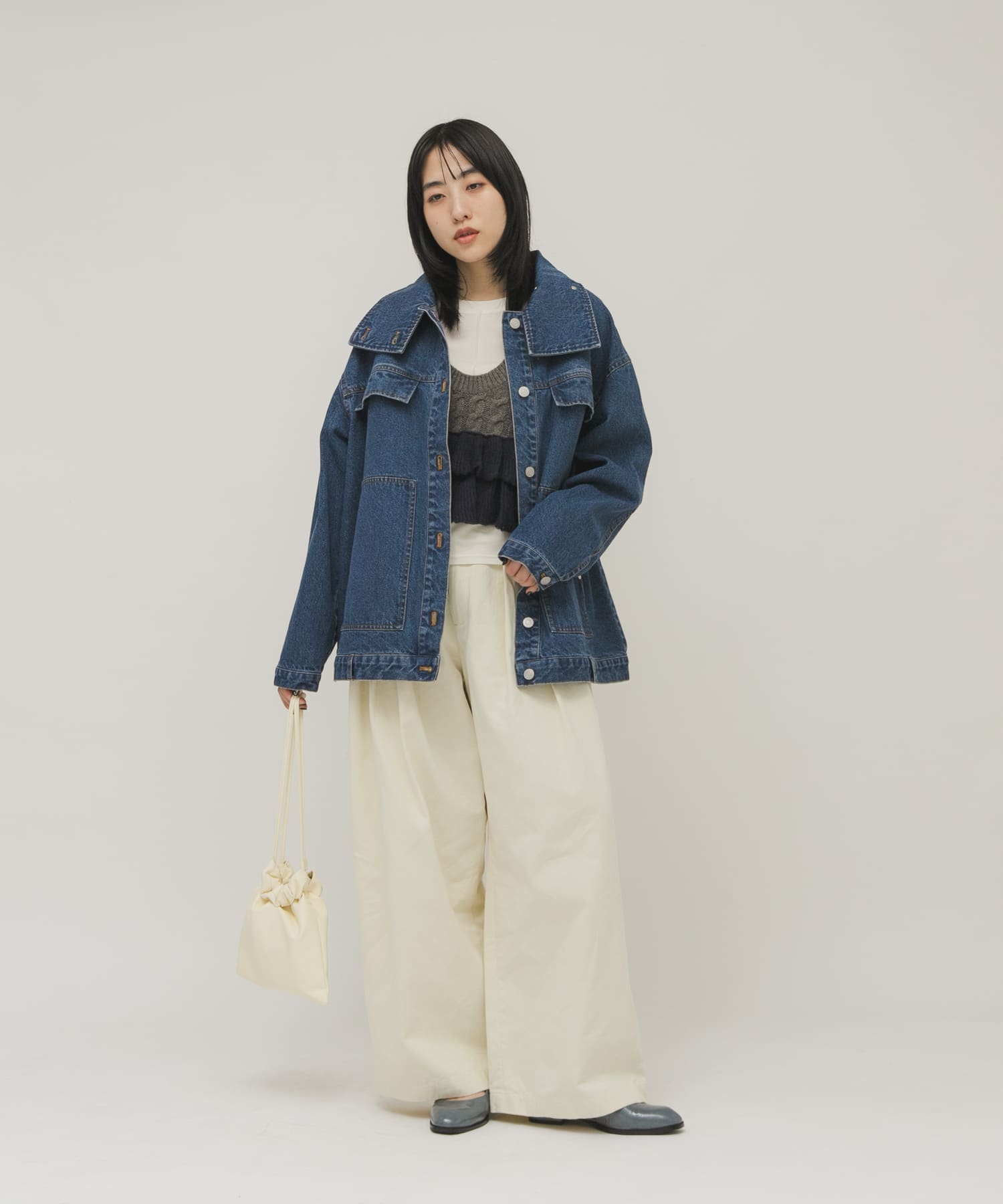 ギャザーデザインミニBAG IVORY One