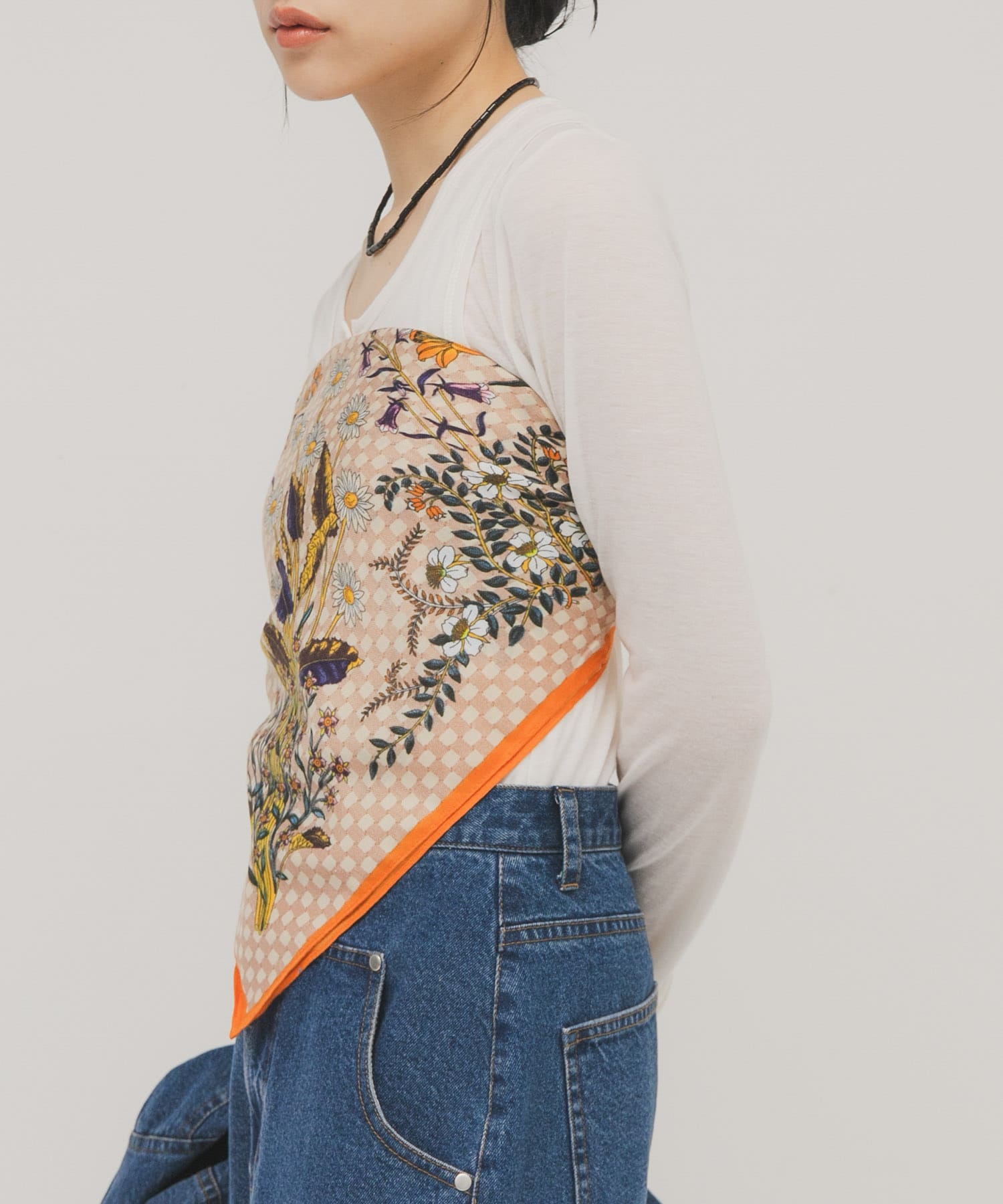ヴィンテージフラワースカーフ ORANGE One