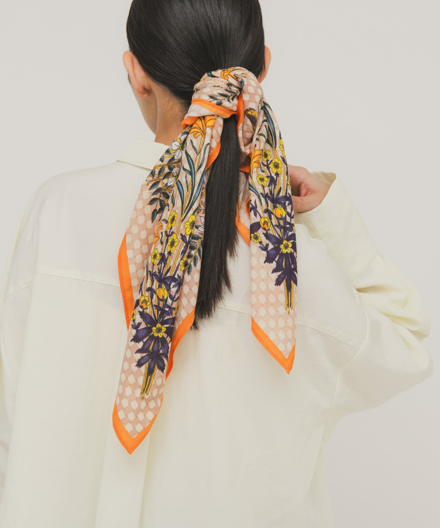 ヴィンテージフラワースカーフ ORANGE One