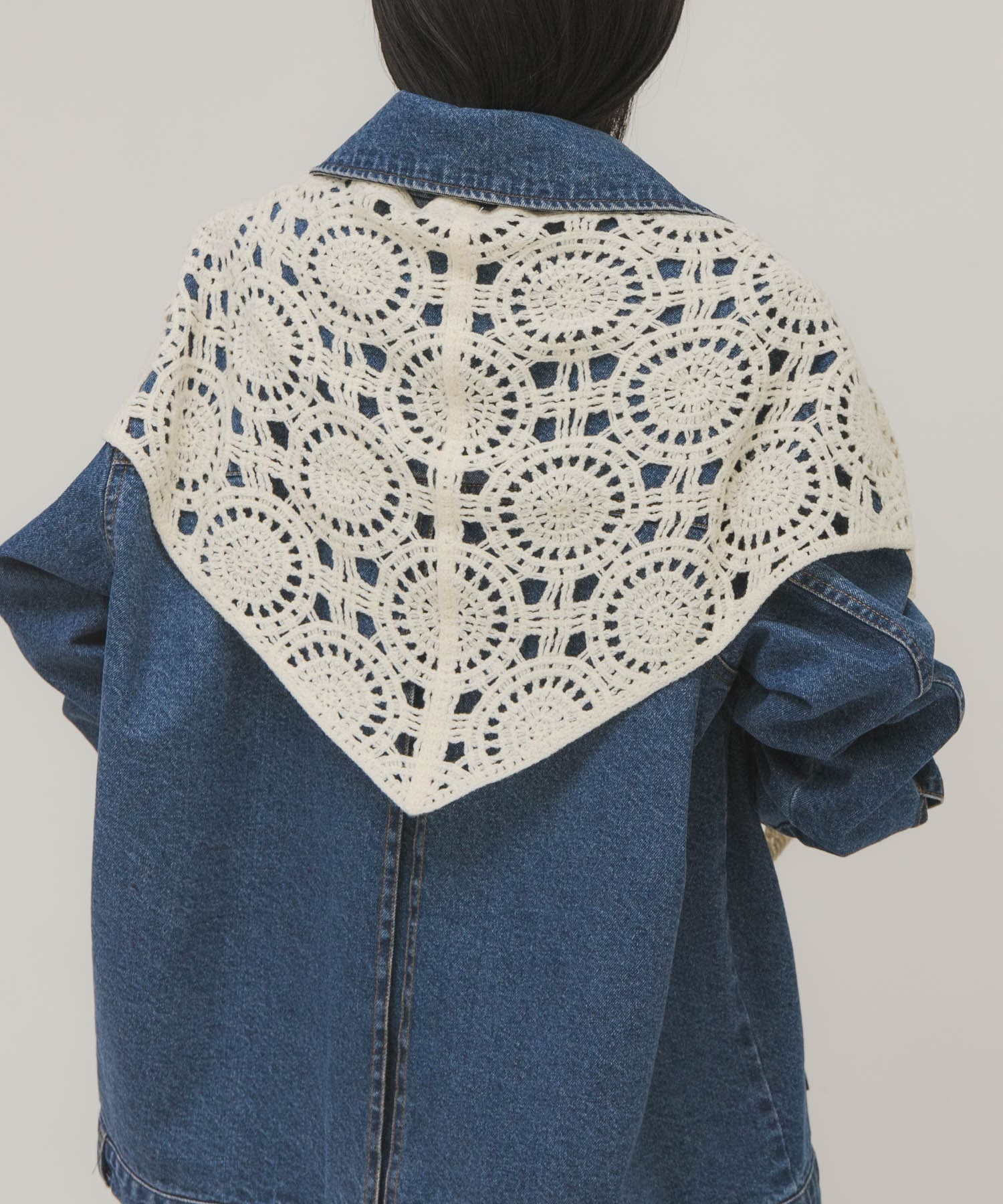 トライアングルクロシェスカーフ IVORY One