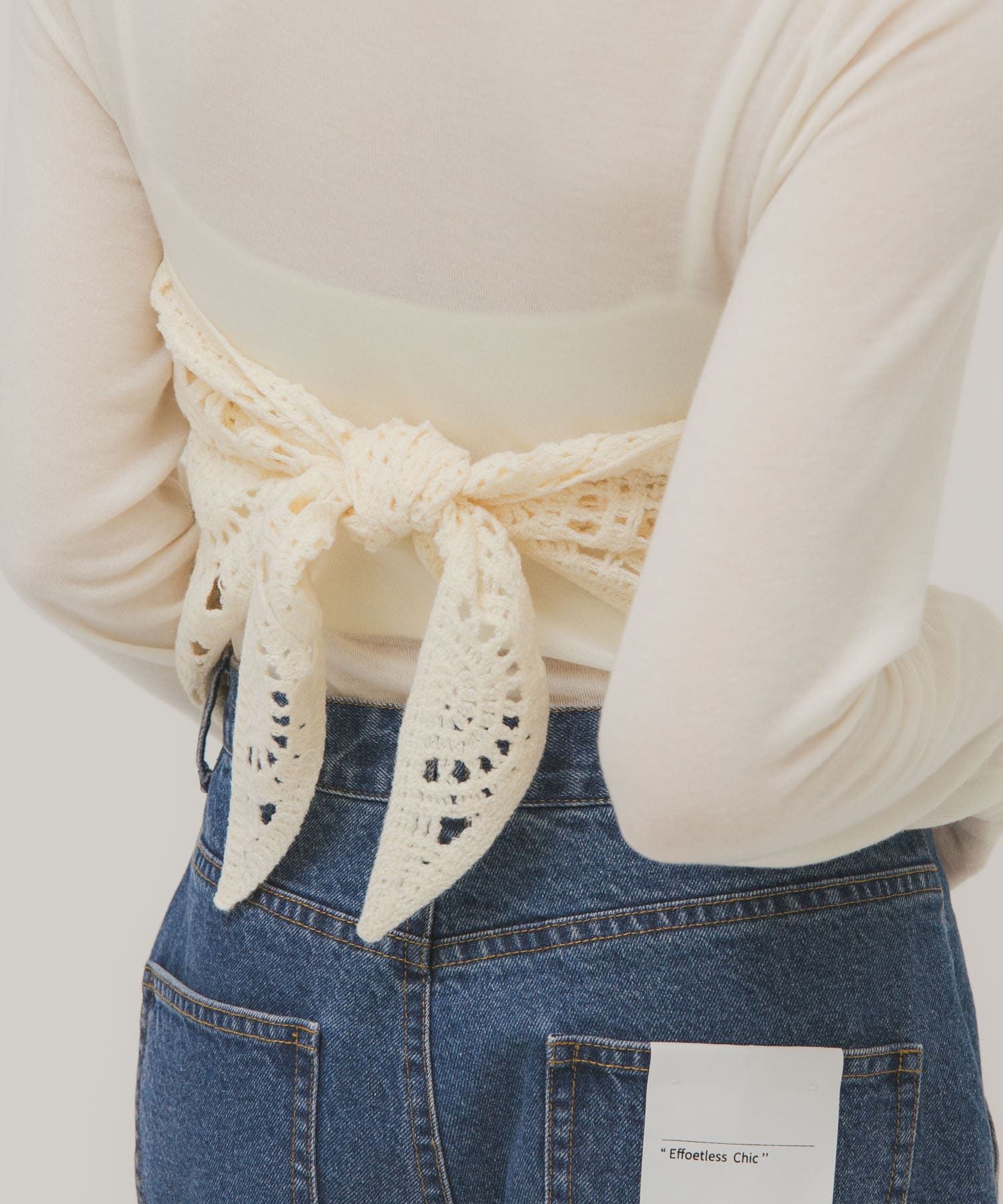 トライアングルクロシェスカーフ IVORY One