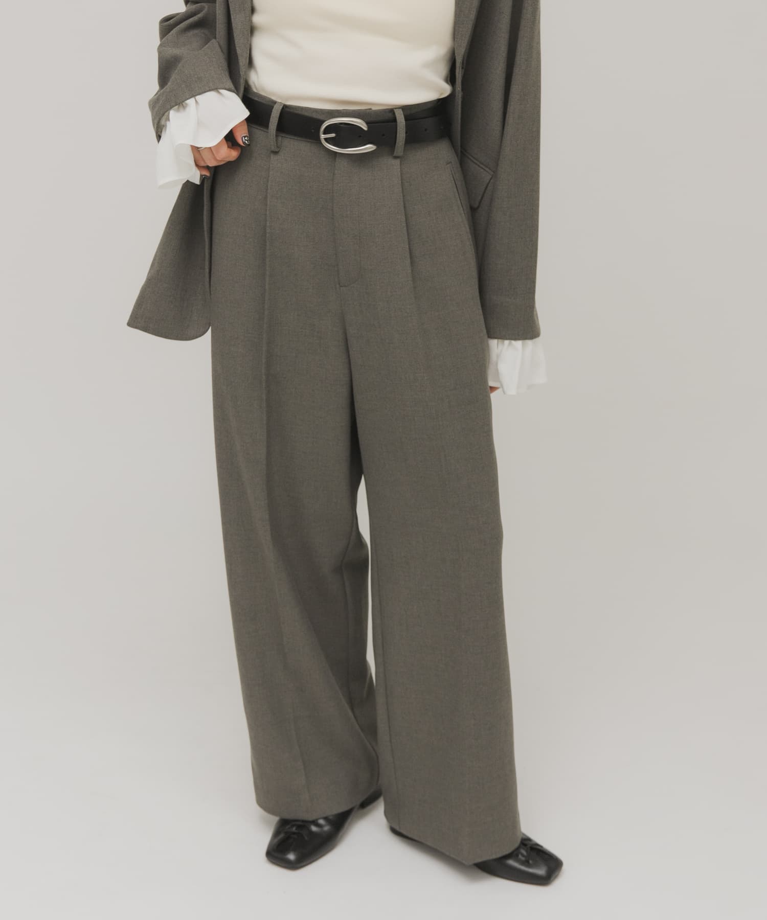 バックルデザインレザーベルト BLACK One