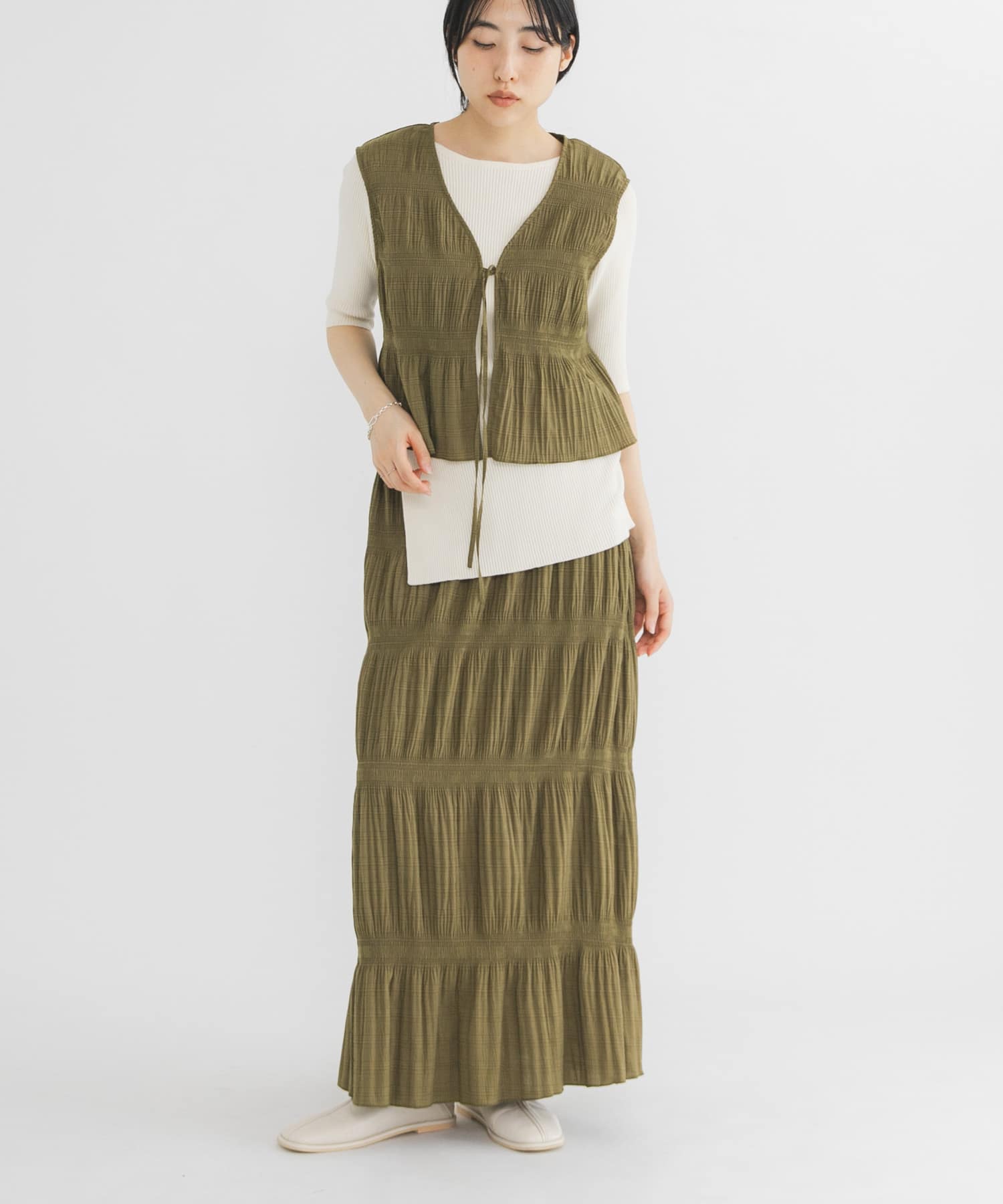 マジョリカプリーツベストSETスカート