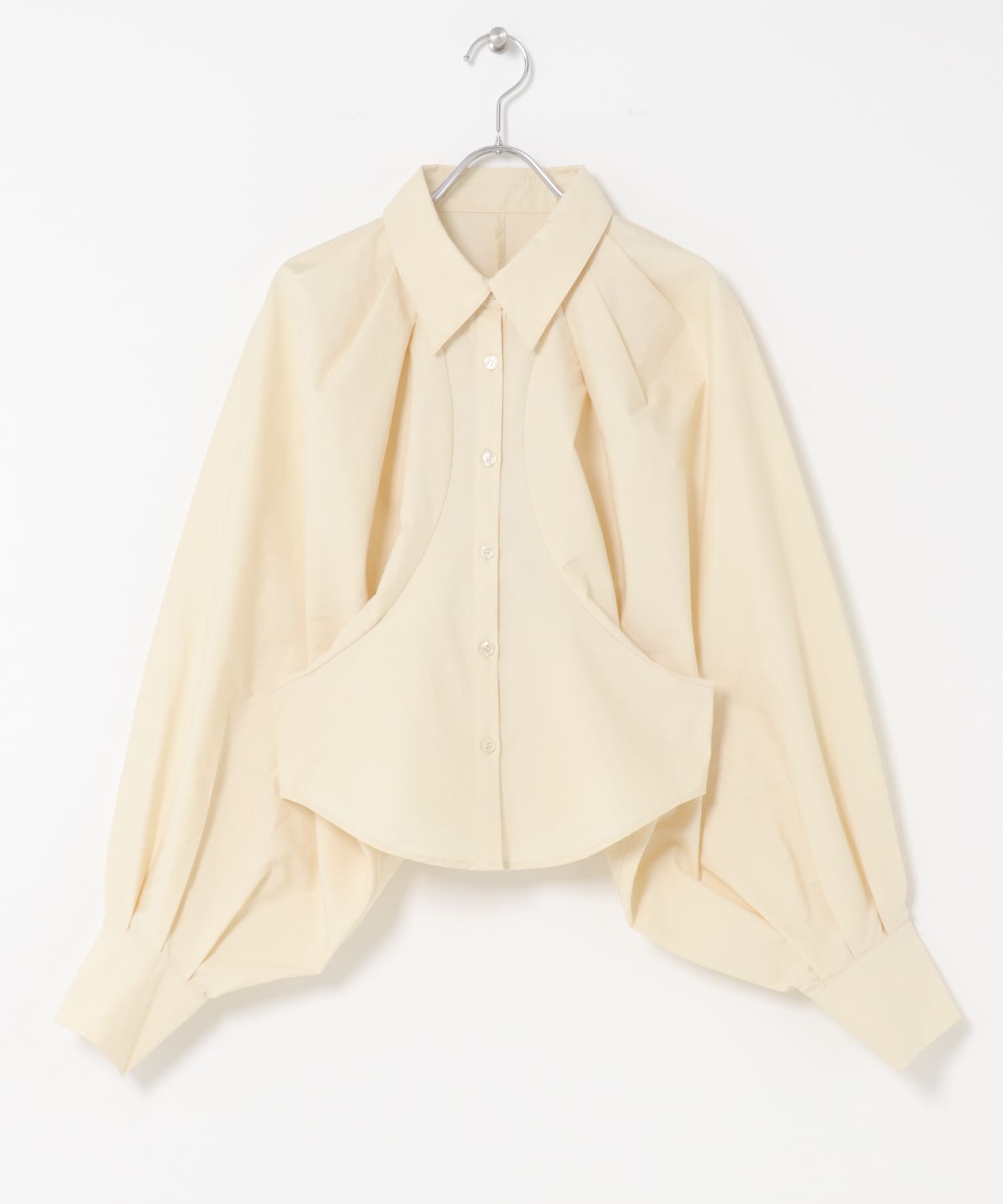 ボリュームスリーブクロップドシャツ L.BEIGE One
