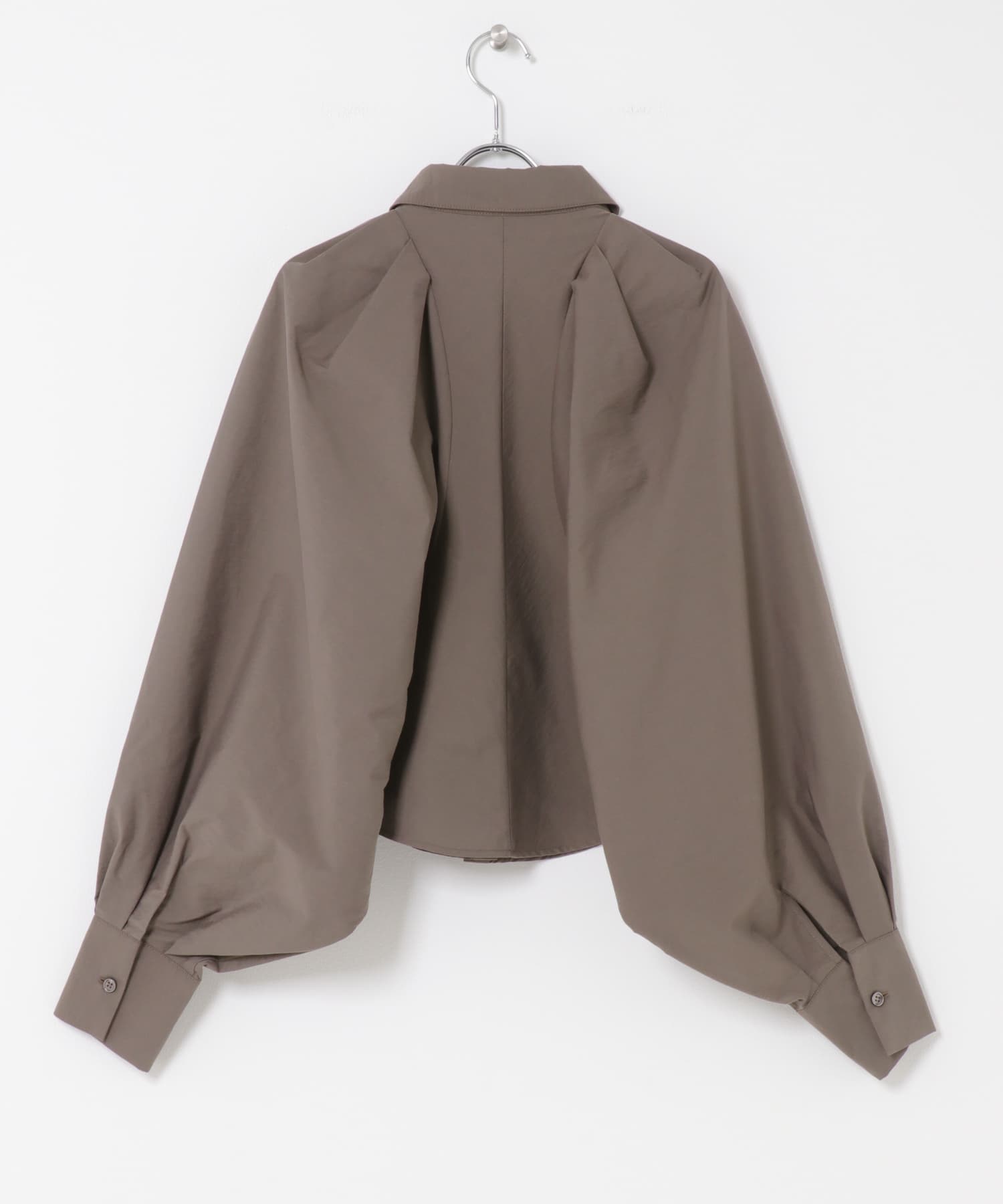 ボリュームスリーブクロップドシャツ OLIVEBROWN One