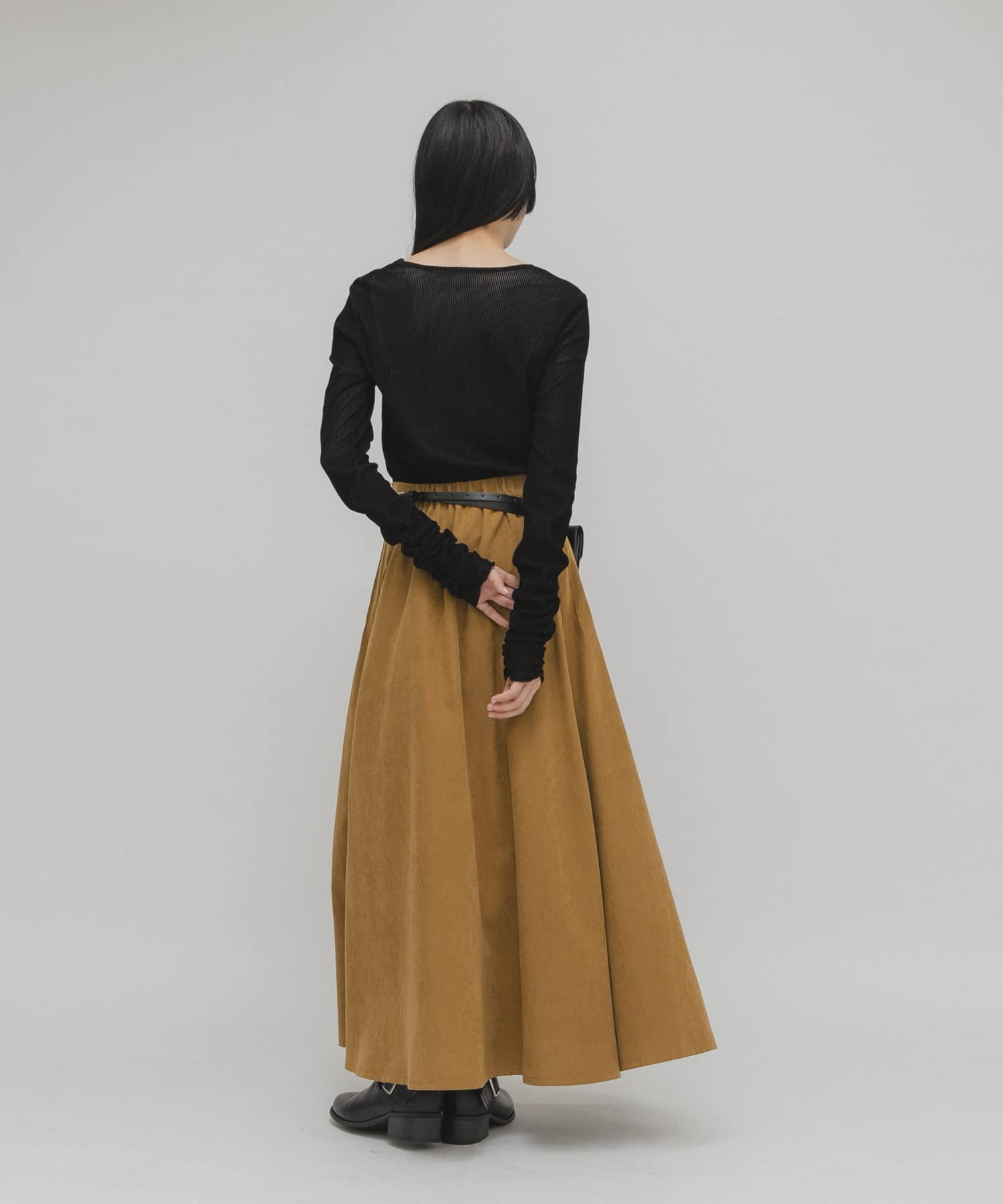 ピンタックフレアスカート CAMEL one