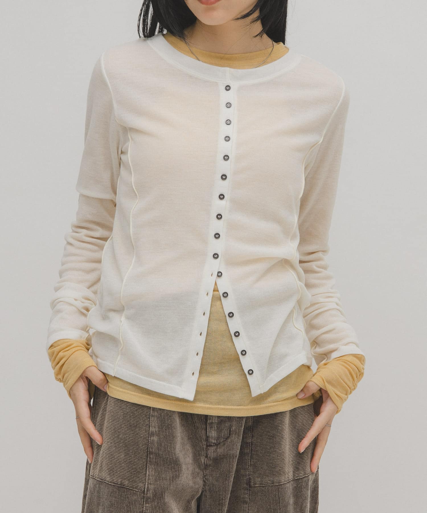 バイカラーレイヤードカットソー