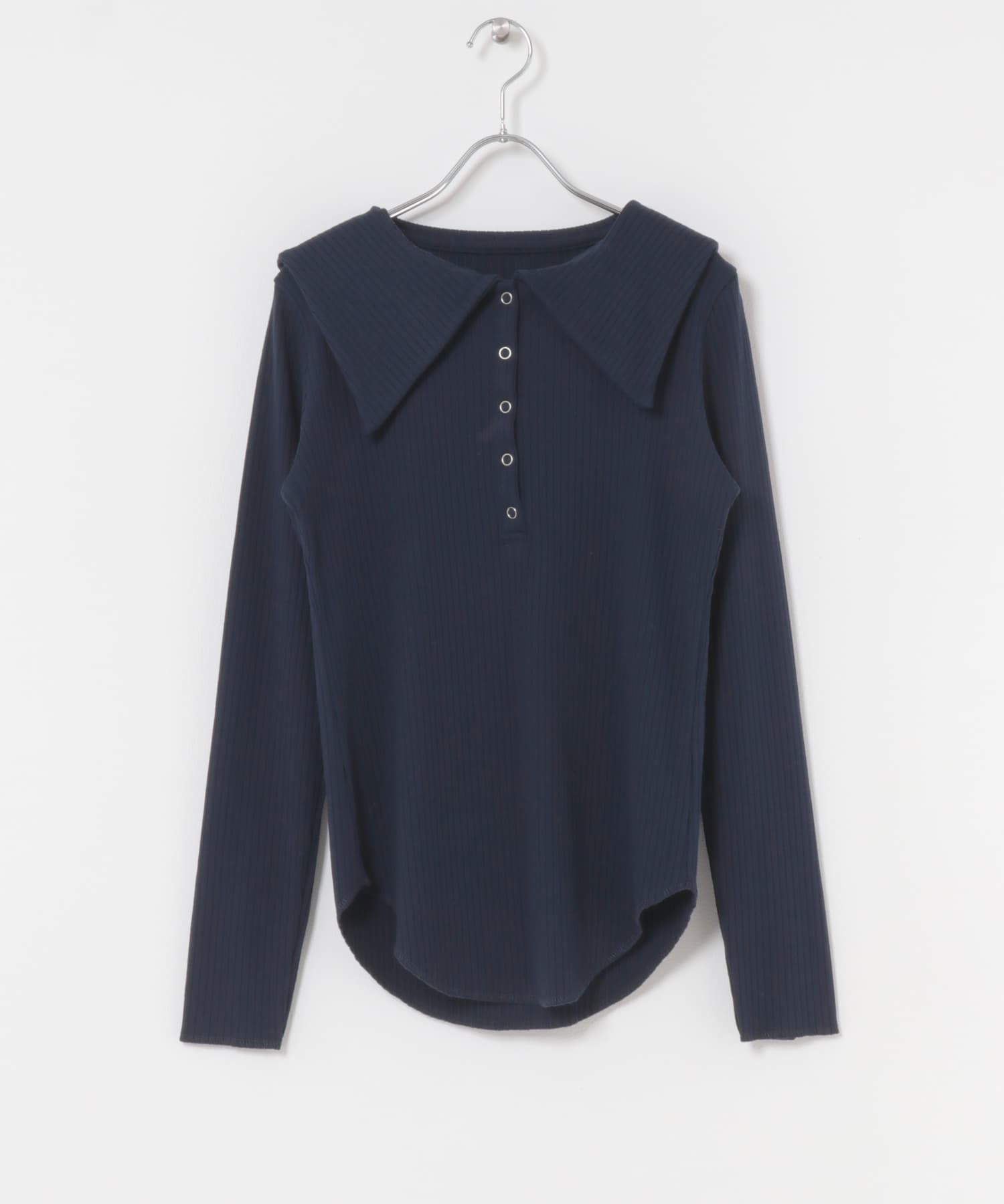 セーラーカラーリブカットソー NAVY One